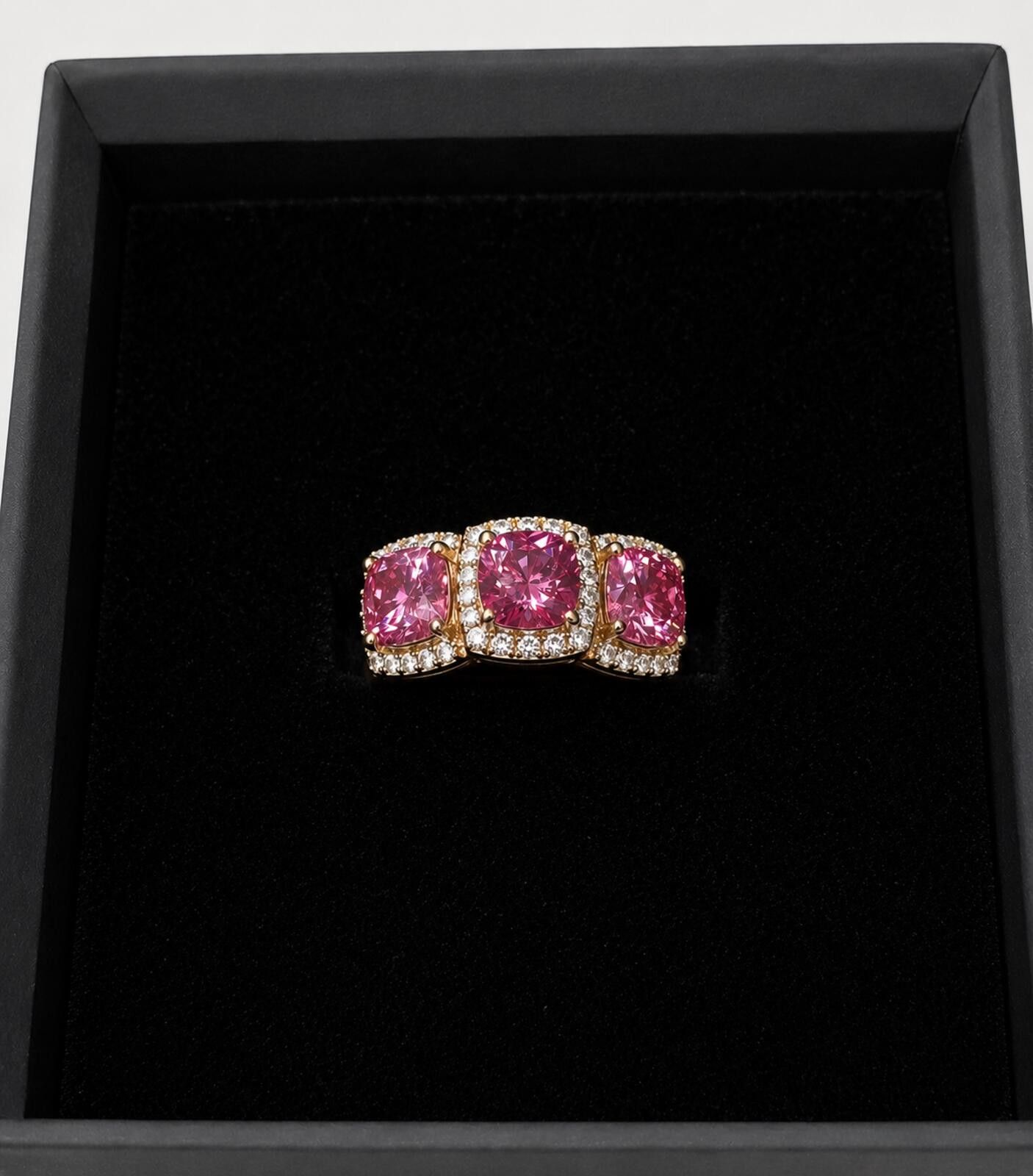 Other Cushion Cut Pink 3.45ct Moissanite Ring 8K Vermeil Rose Gold Size ONE SIZE - 6 Thumbnail