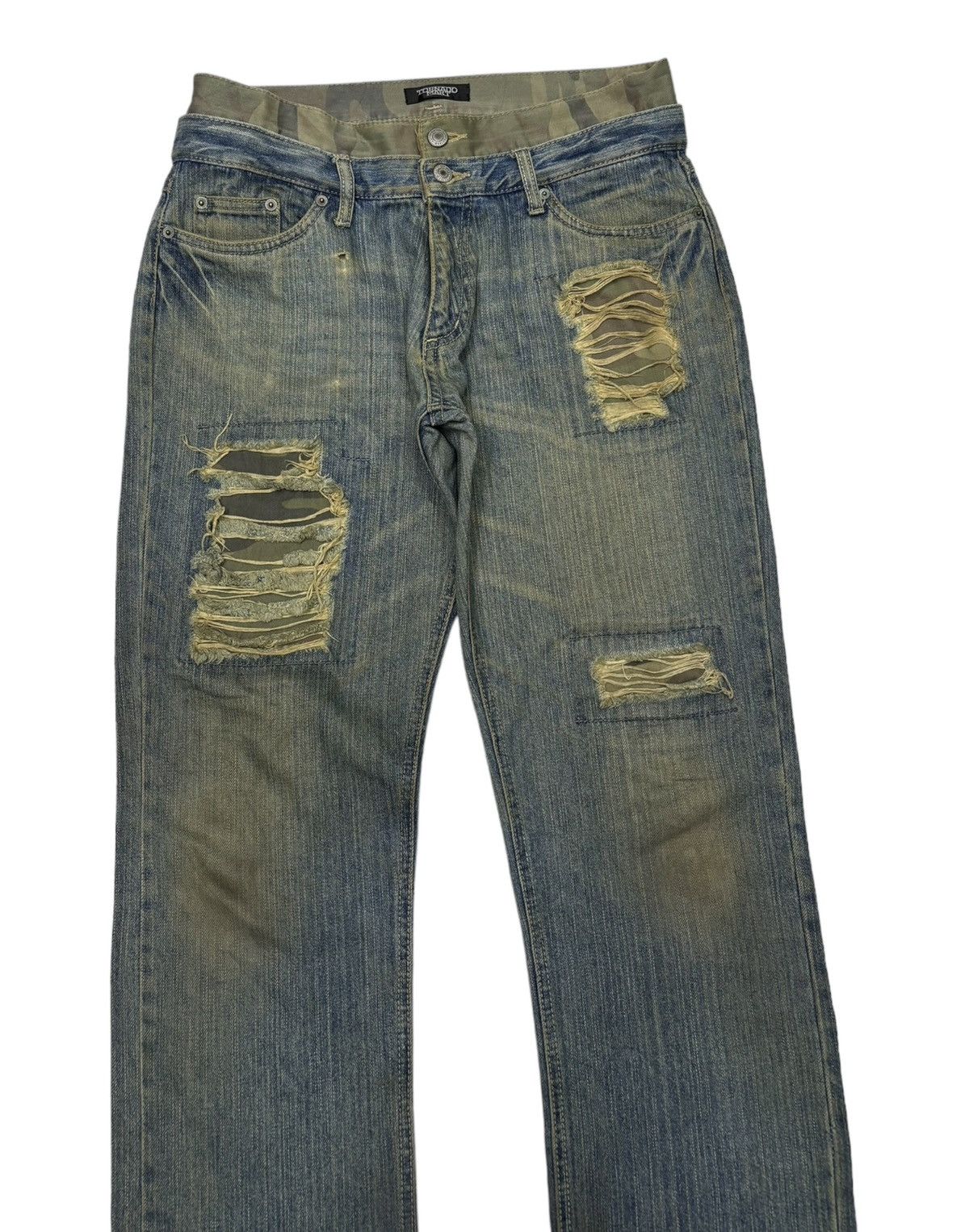 PPFM × Tornado Mart 🔥TORNADO MART DOUBLE WAIST DISTRESSED CUSTOMADE DENIM JEANS Size US 31 - 1 Thumbnail