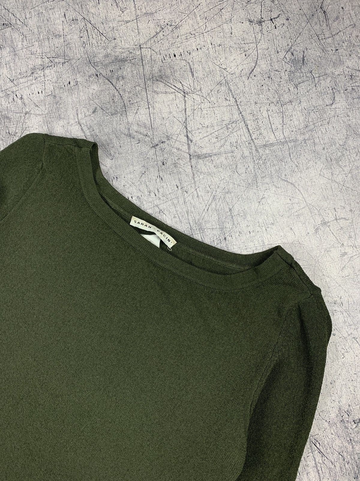 Sarah Pacini Sarah Pacini Long Sleeve T-Shirt Size Z Khaki Green Top Y2K Size S / US 4 / IT 40 - 2 Thumbnail