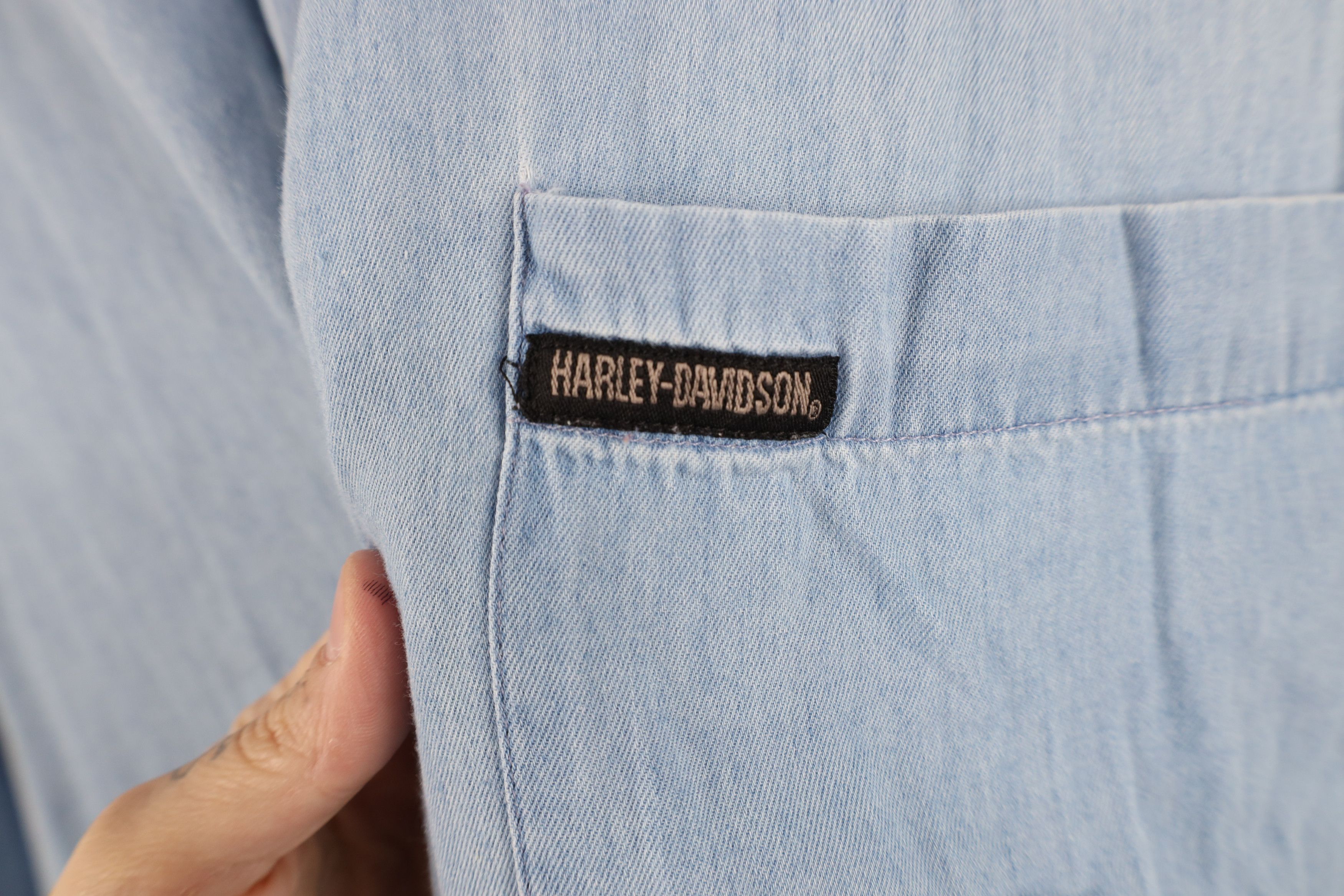 Harley Davidson Vintage 90s Harley Davidson Denim Jean Button Shirt Blue Size US XL / EU 56 / 4 - 5 Thumbnail