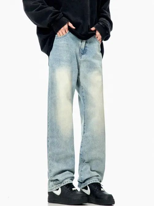 VIBE American retro washed distressed blue simple loose jeans Size US 32 / EU 48 - 6 Thumbnail