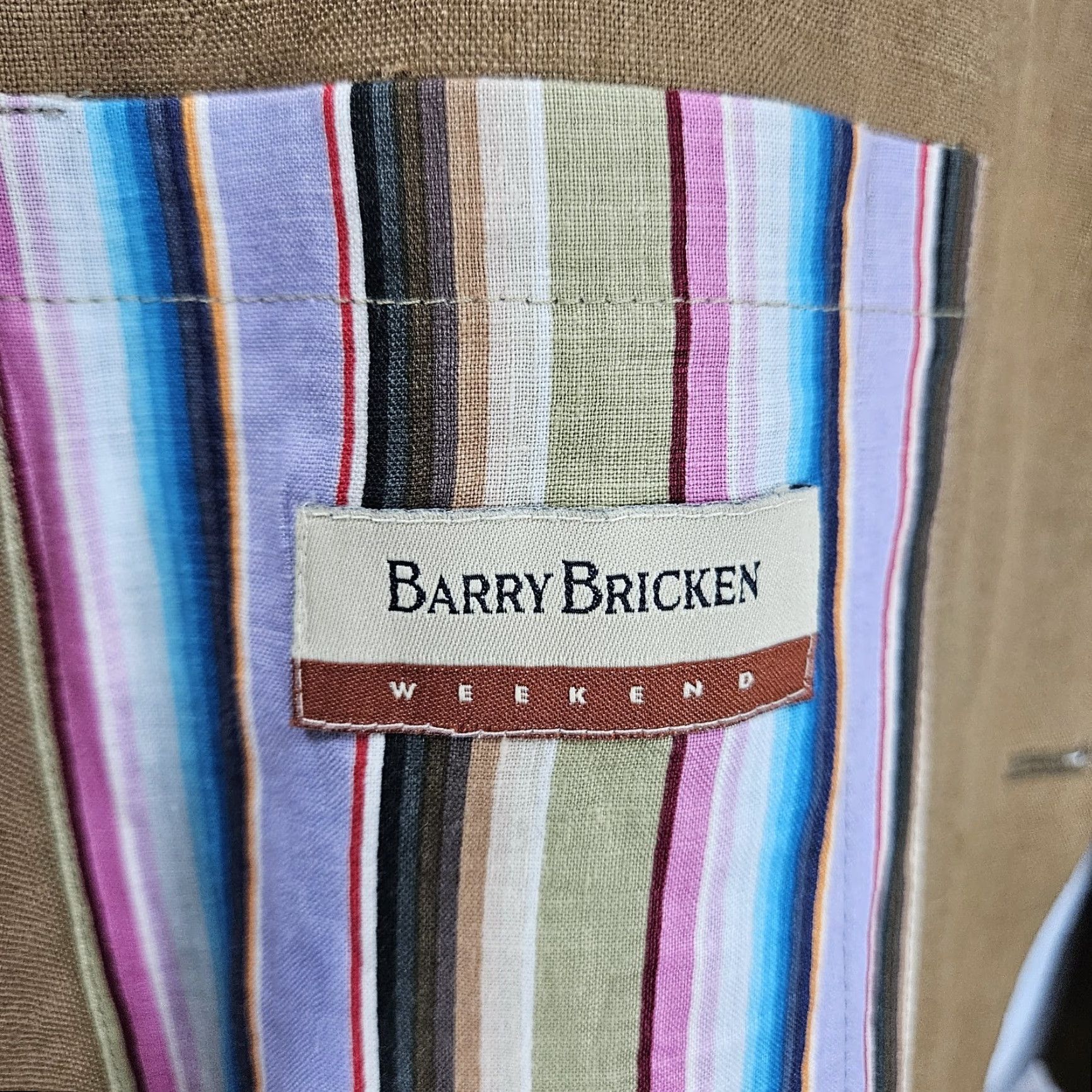 Vintage VINTAGE Barry Bricken Weekend Brown 100% Linen Sport Coat 42R Blazer Notch Lapel 3-Button Vented Shirt Jacket Mens Size 42R - 3 Thumbnail