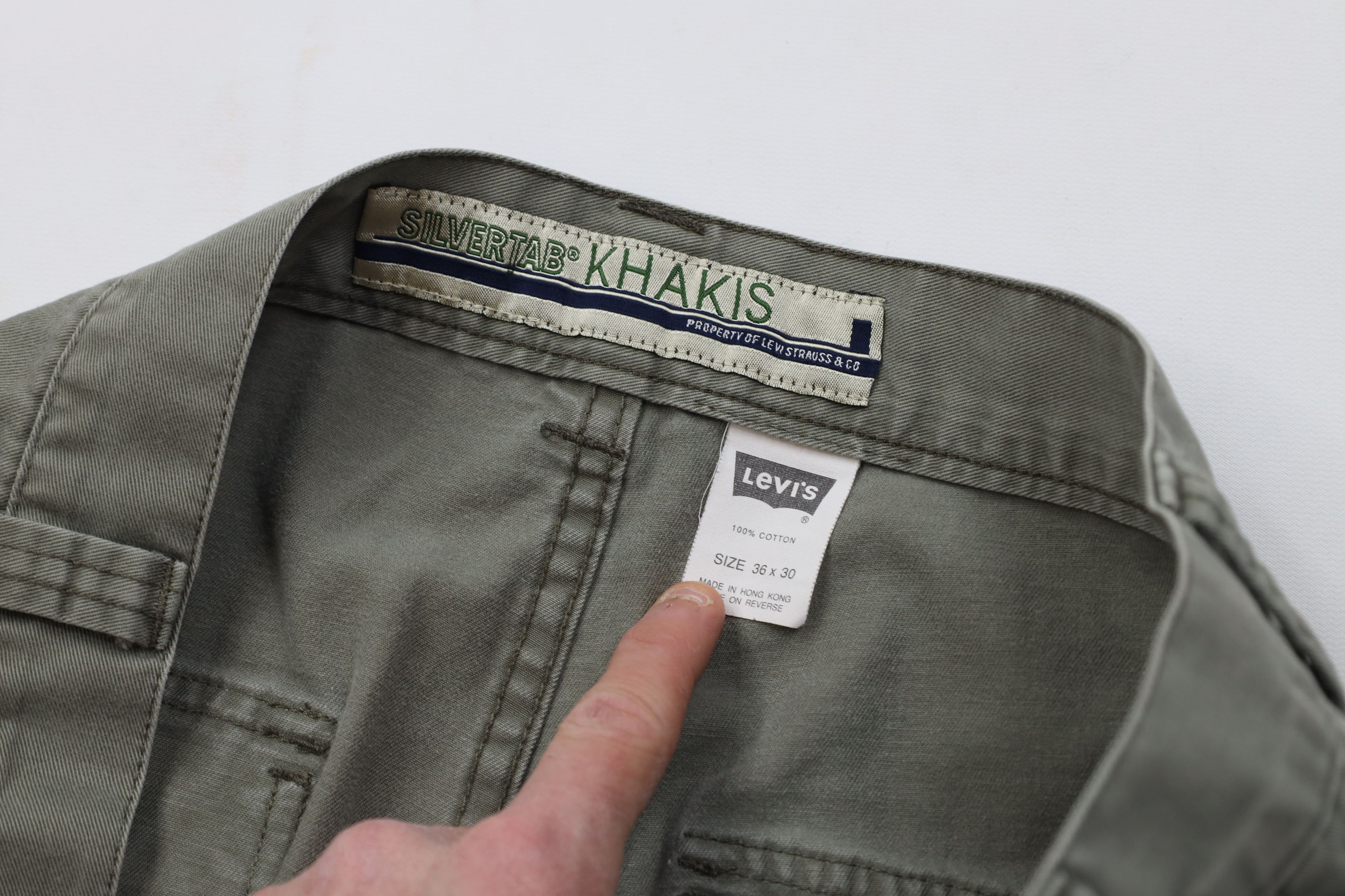 Levi's Vintage 90s Levis Silvertab Loose Wide Leg Cargo Pants Green Size US 36 / EU 52 - 9 Thumbnail
