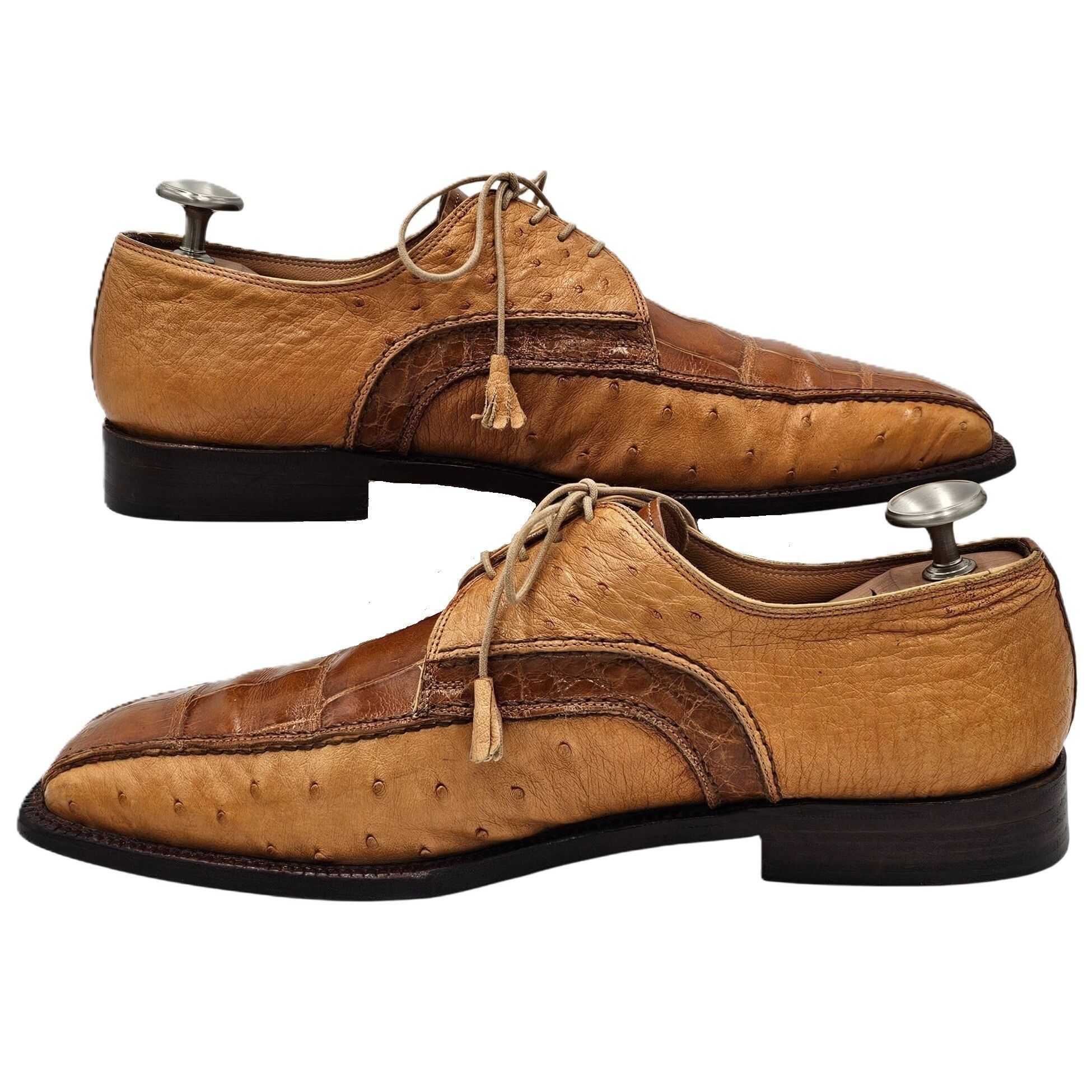 David Eden Vintage David Eden Exotic Ostrich Alligator Derby Italy Men Size US 12 / EU 45 - 9 Thumbnail