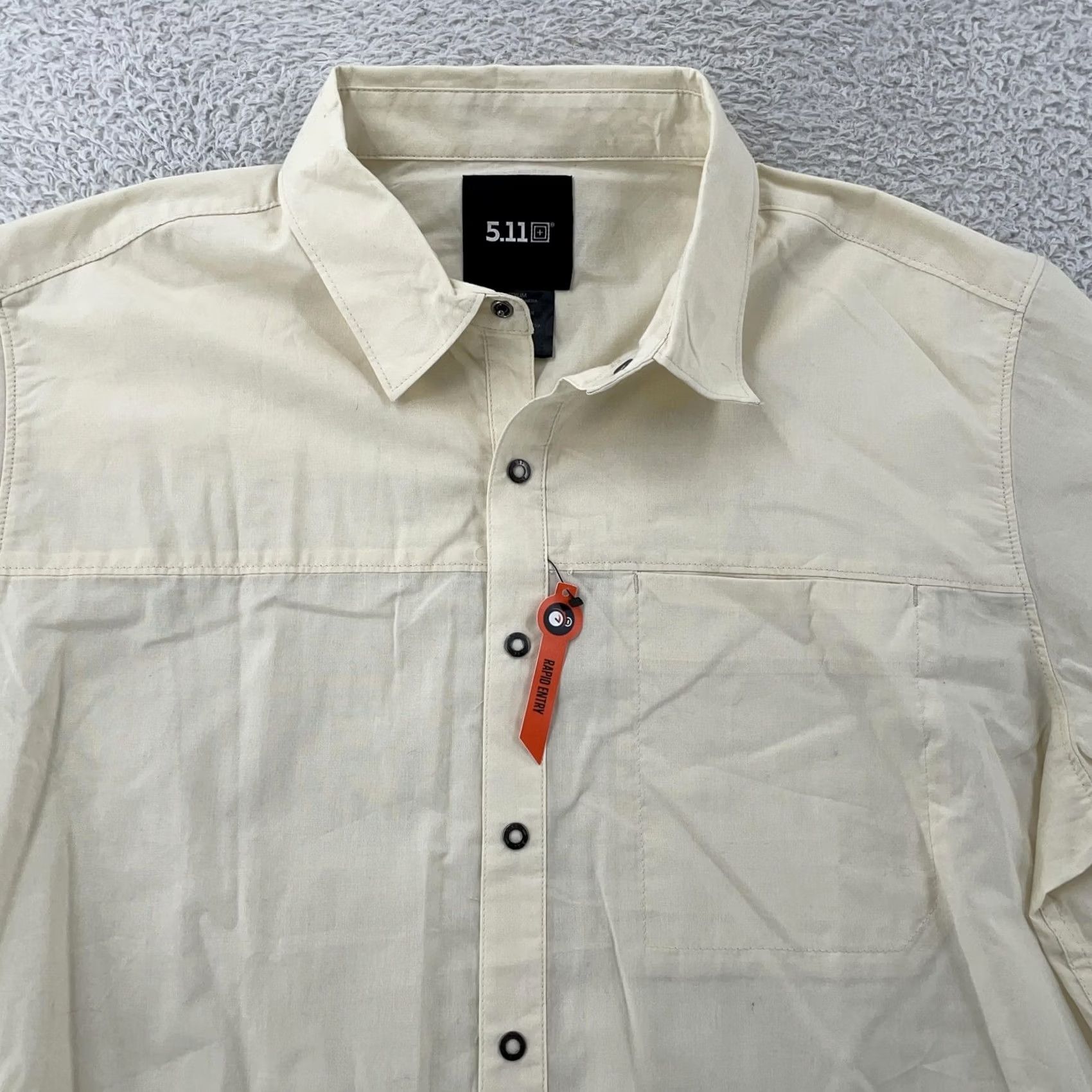 Vintage 5.11 Tactical Shirt Mens Medium Ivory Igor Solid L/S Snap Front Rapid Entry Size US M / EU 48-50 / 2 - 2 Thumbnail