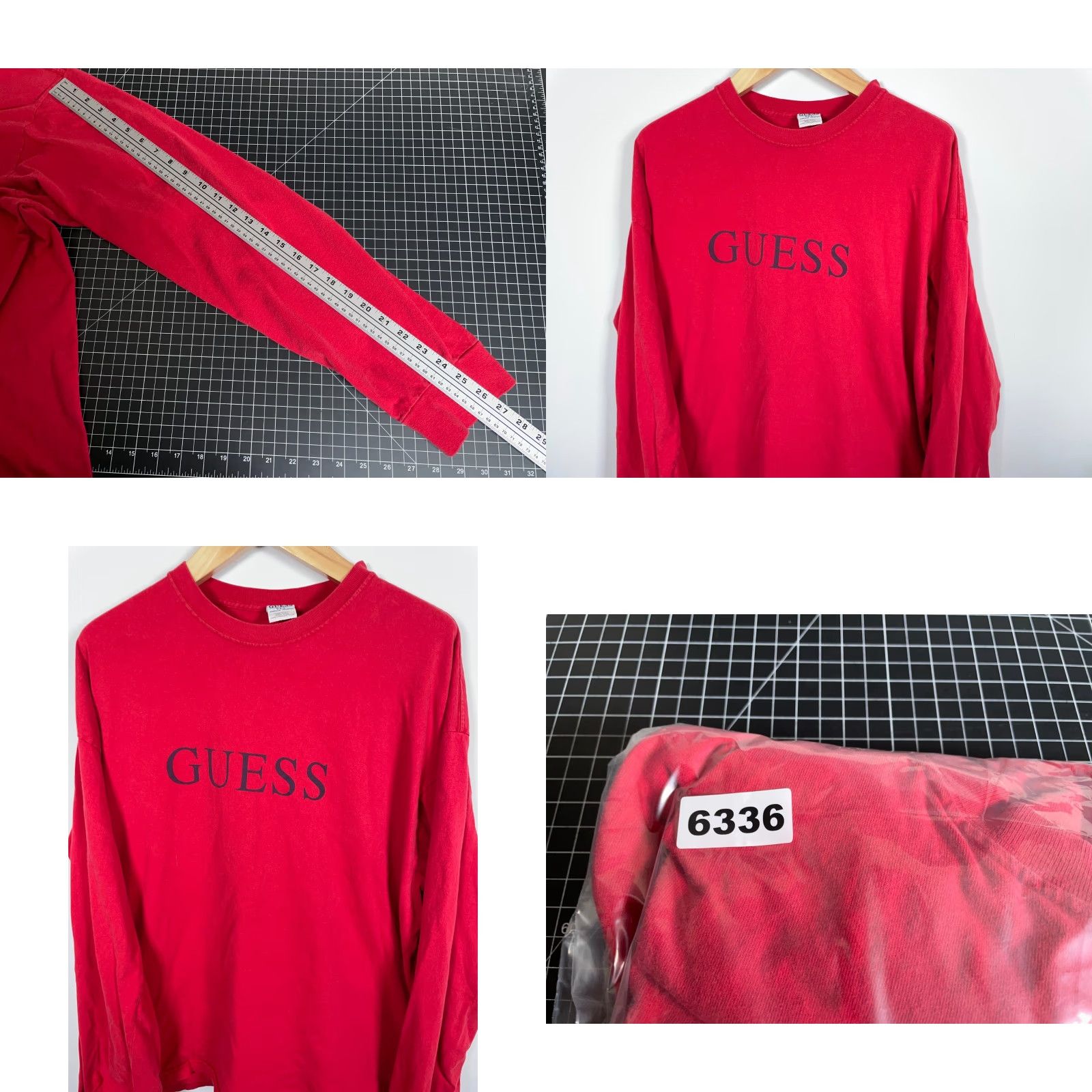 Guess VINTAGE GUESS Long Sleeve Shirt Men 2XL Red Spell Out USA Made 90s Retro Graphic Print Shirt Mens Size US XXL / EU 58 / 5 - 8 Thumbnail