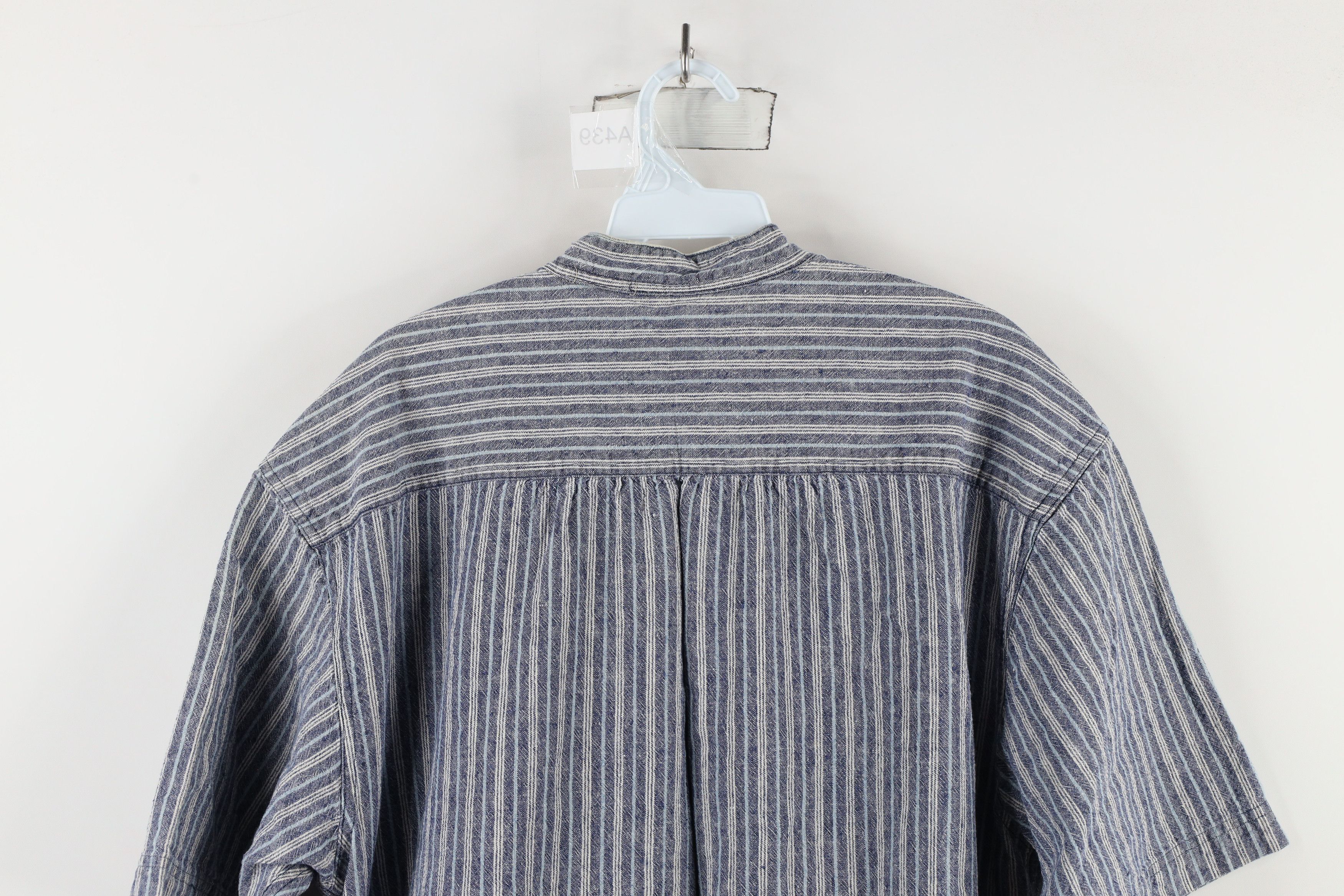 Vintage Vintage 90s Streetwear Striped Band Collar Button Shirt Size US L / EU 52-54 / 3 - 10 Thumbnail