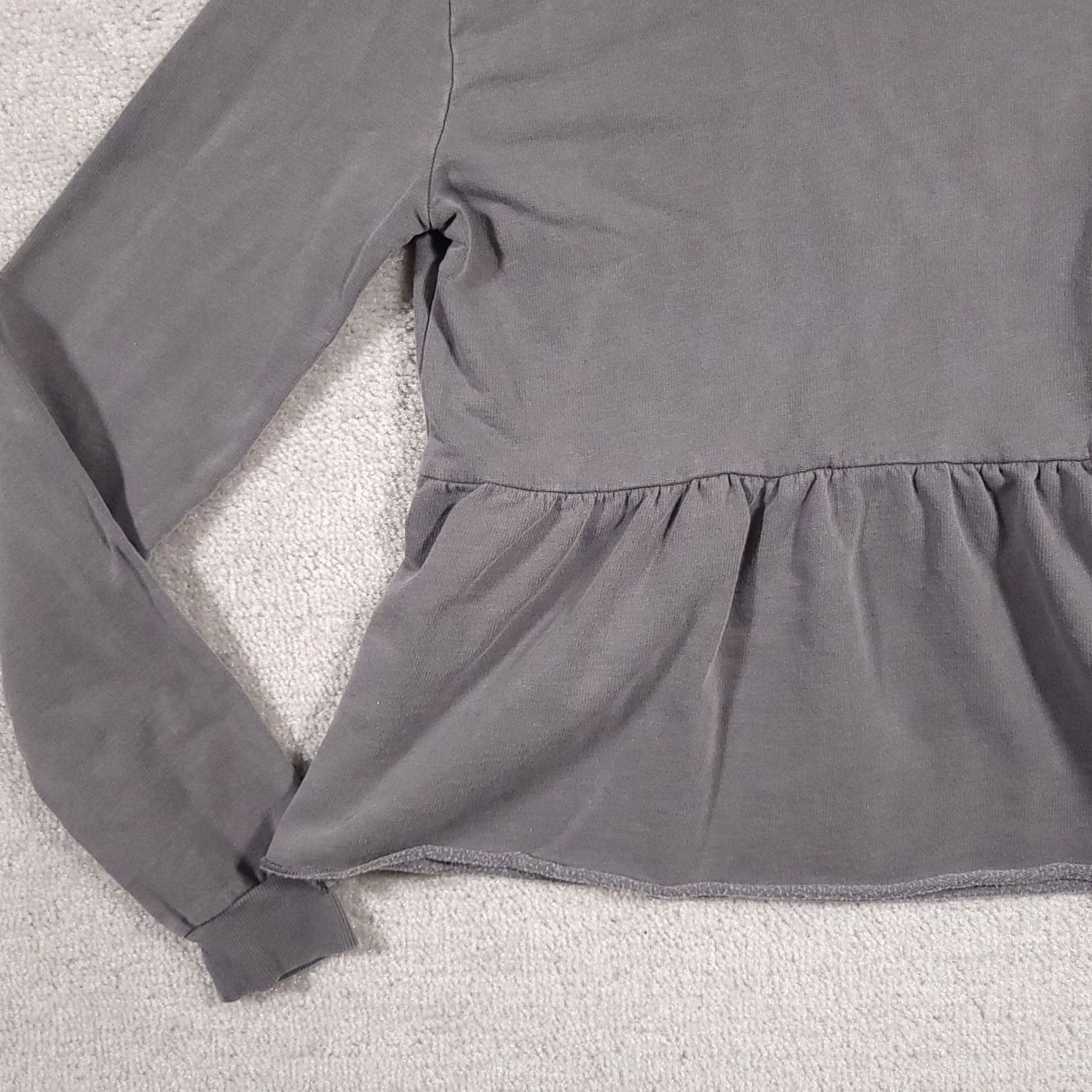 Vintage Maurices Sweatshirt Hoodie Women's XS Long Sleeve Hooded Gray Ruffle Crop Shirt Size XS / US 0-2 / IT 36-38 - 4 Thumbnail