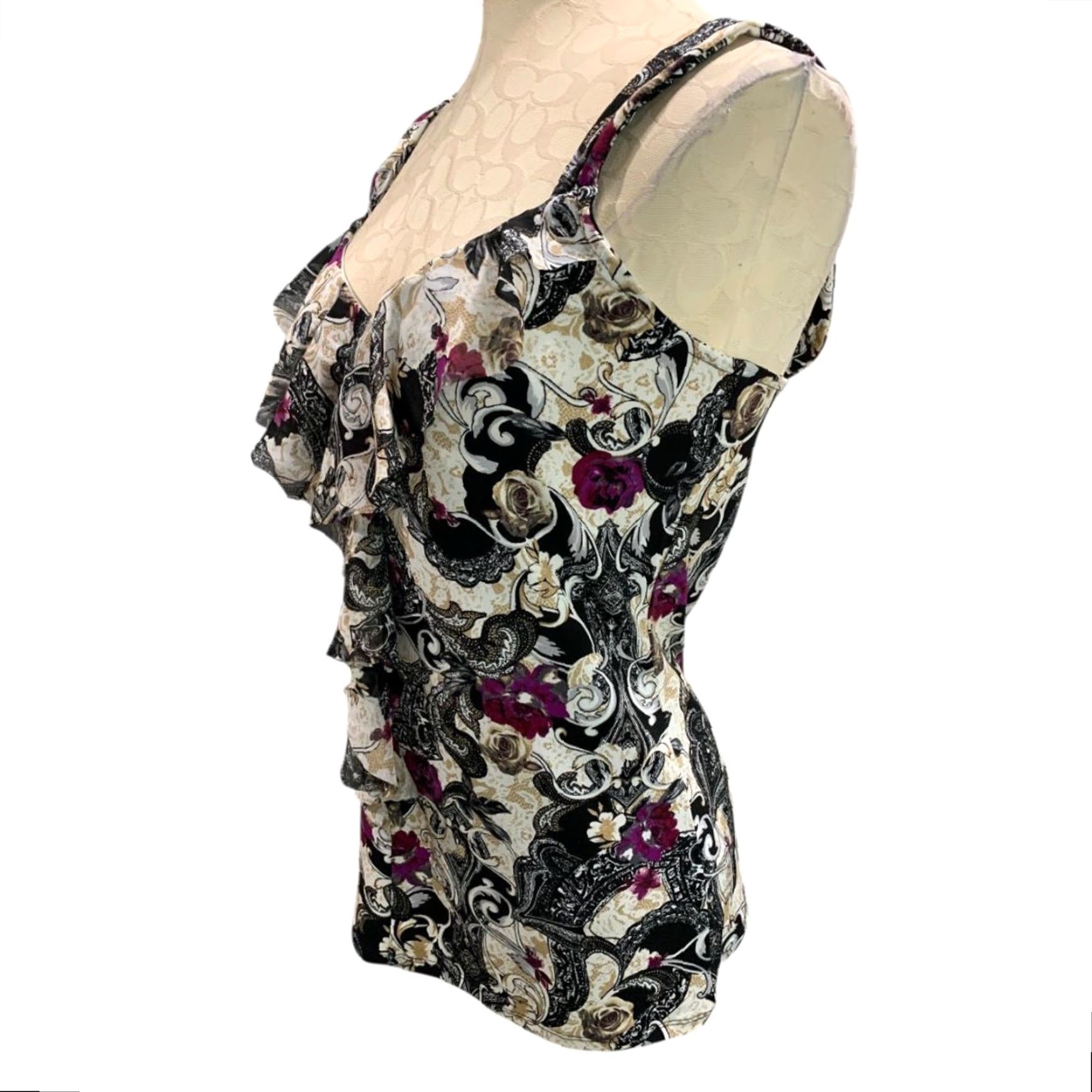 White House Black Market White House Black Market WHBM Womens Tank Blouse Ruffle Medium Size M / US 6-8 / IT 42-44 - 3 Thumbnail
