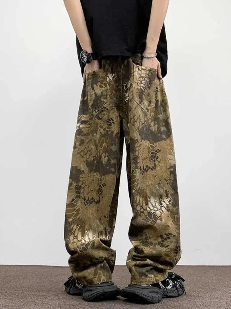 Japanese Brand Retro snake patterned camouflage washed jeans Size US 32 / EU 48 - 6 Thumbnail