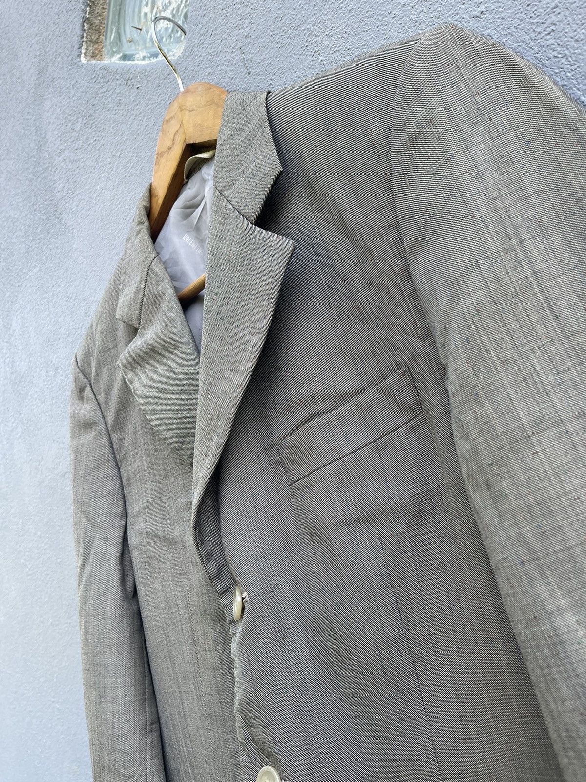 Designer Vintage Valentino World Blazer - Size 46 - Gray Herringbone Size 38L - 3 Thumbnail