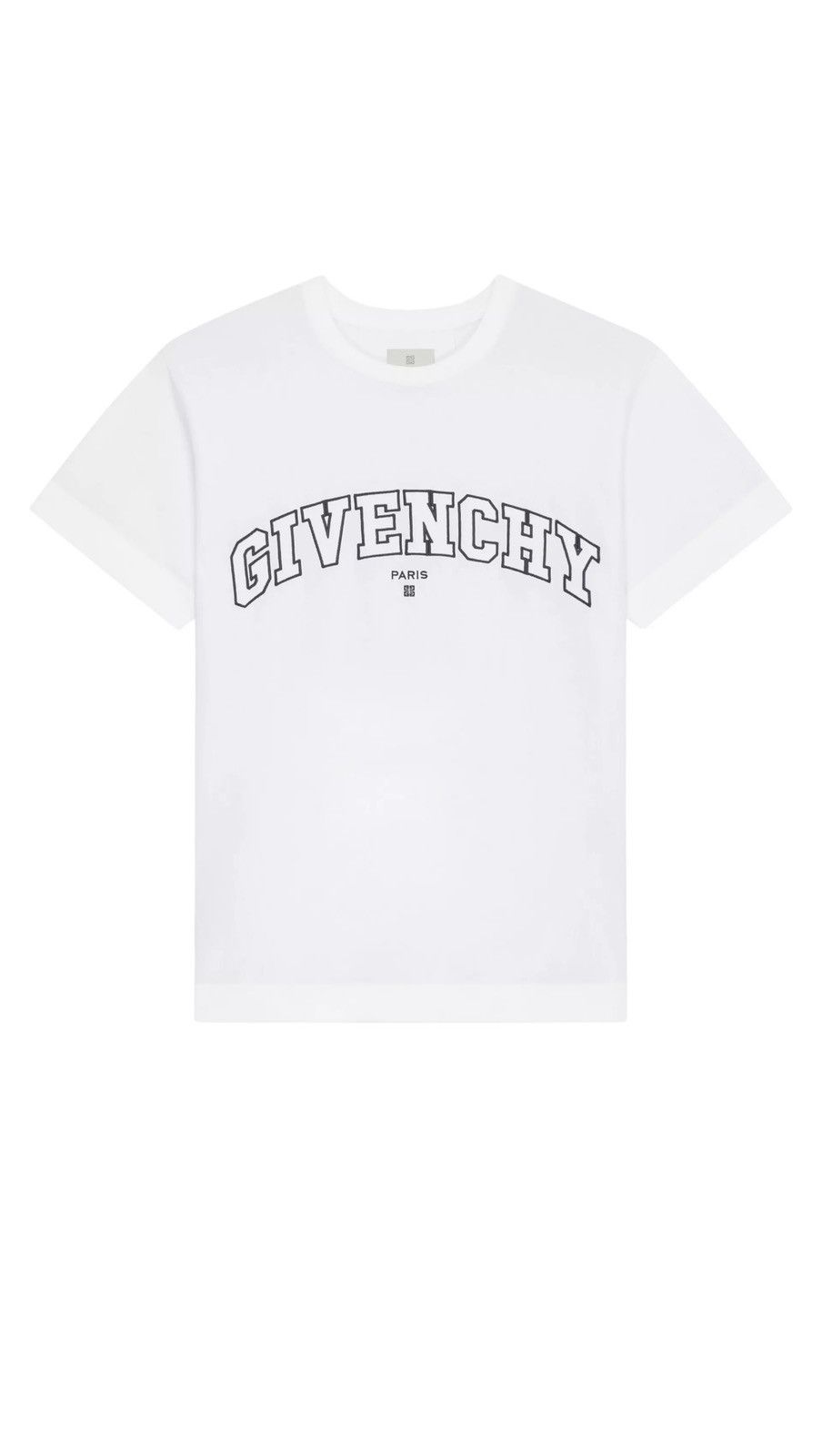 image of Givenchy Logo Embroidered College Classic-Fit T-Shirt in White, Men's (Size 2XL)