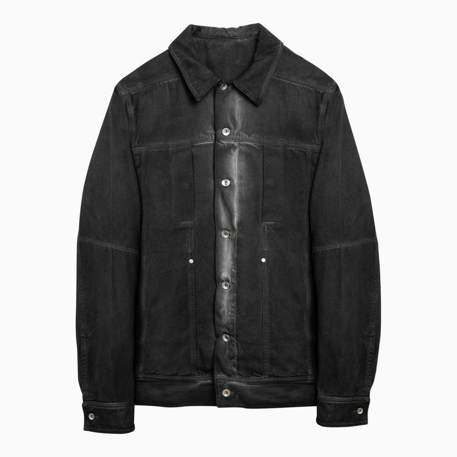 Rick Owens o1d2blof0524 Denim Jacket in Washed Black Size US S / EU 44-46 / 1 - 1 Thumbnail