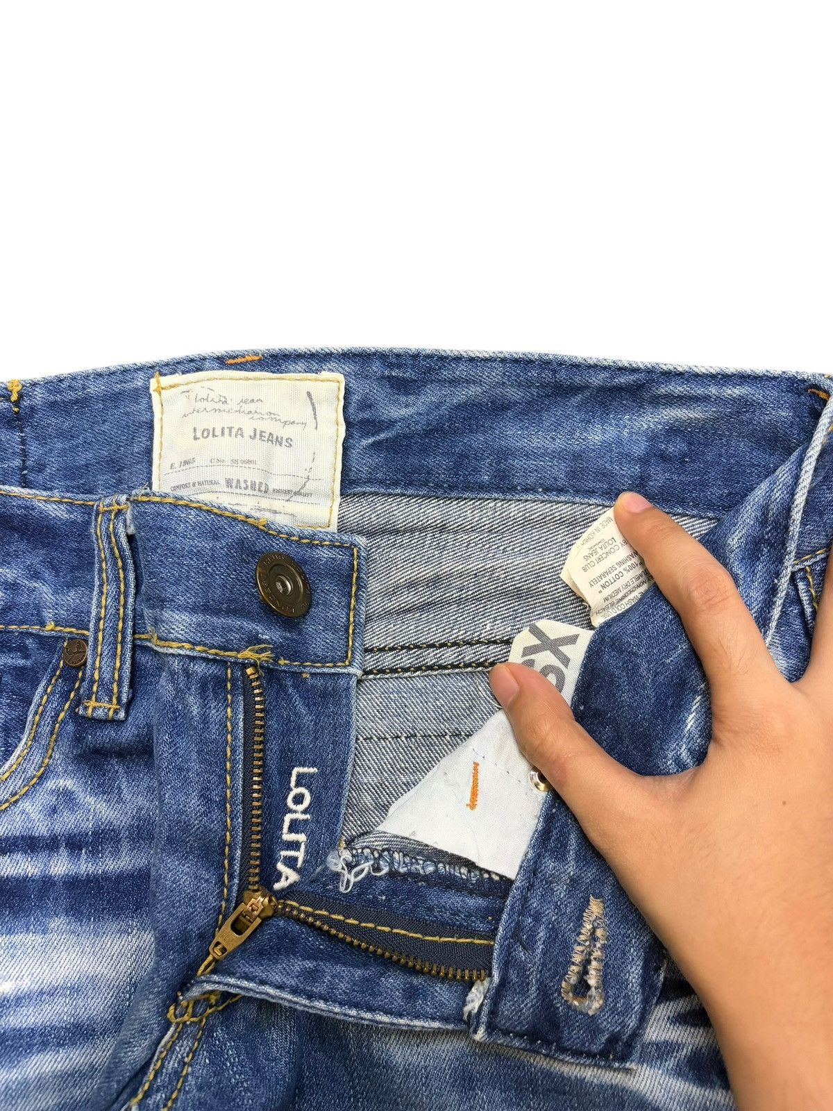 Edwin Vintage Lolita Bleached Faded Wash Distressed Jeans Size 29" - 5 Thumbnail