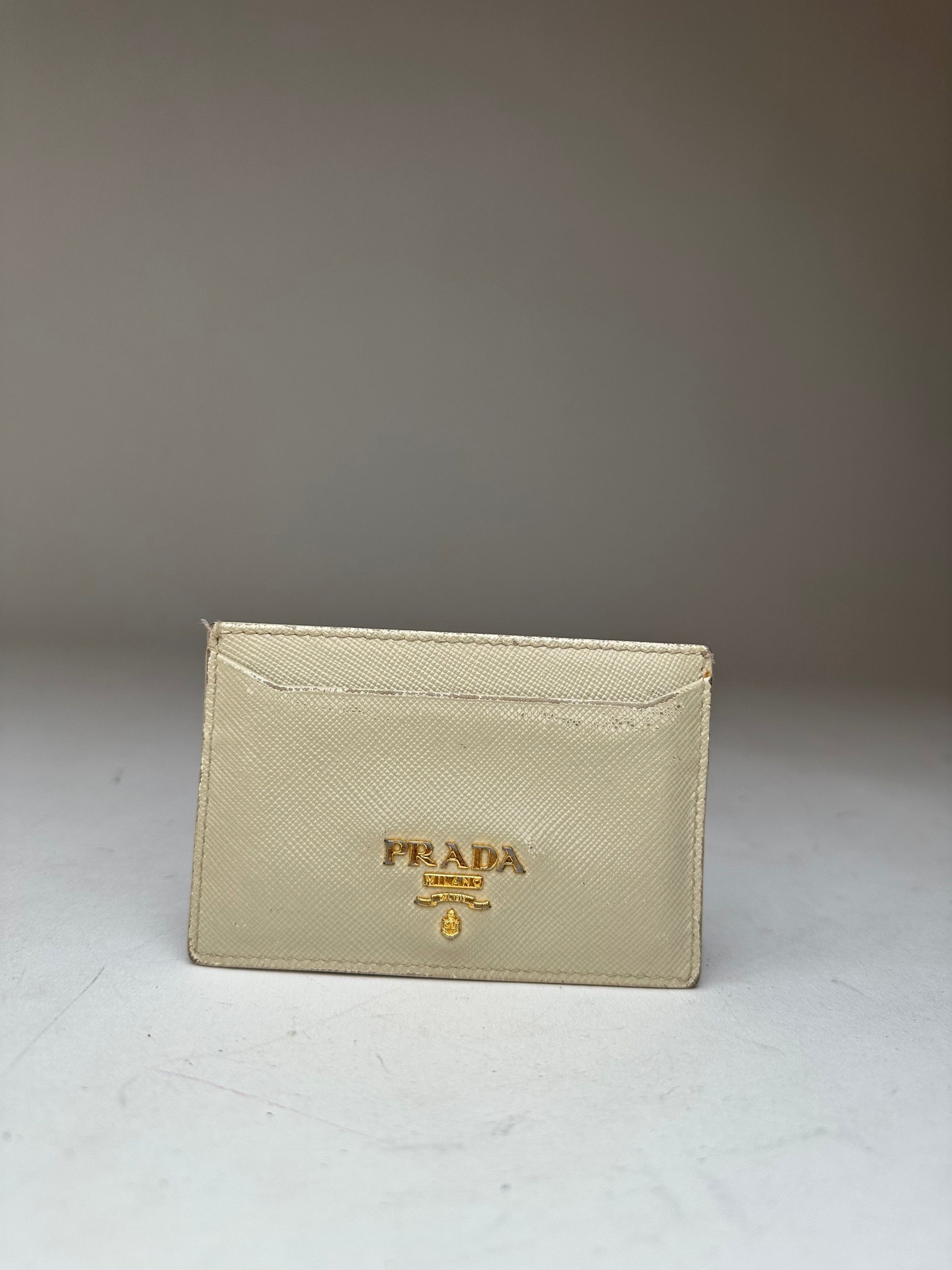 Prada Vintage Leather Card Holder White Size ONE SIZE - 1 Thumbnail