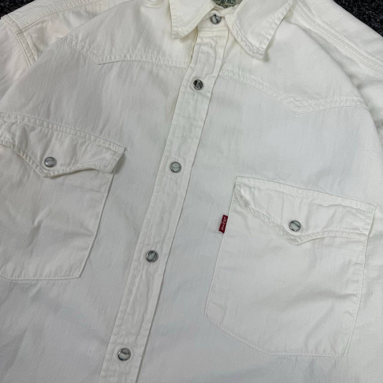Levi's Levis vintage 90s shirt white american style overshit rare Size US L / EU 52-54 / 3 - 3 Thumbnail