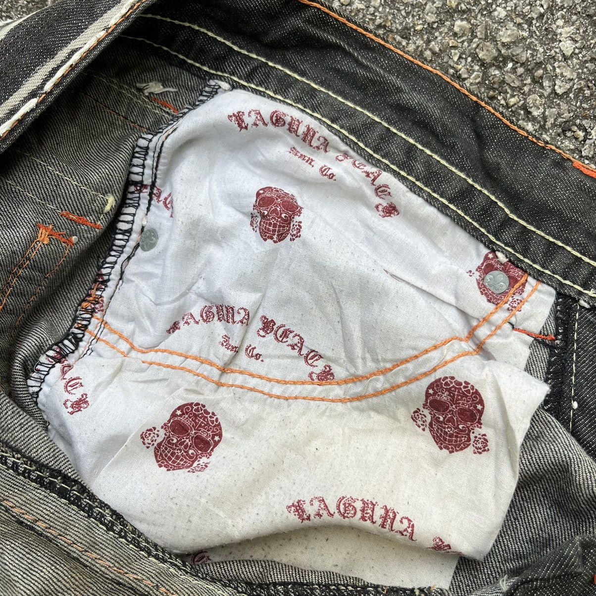 Japanese Brand Laguna Beach Jeans Fat Stitch Rare Skulls Pants Vintage Y2K Size US 32 / EU 48 - 9 Thumbnail
