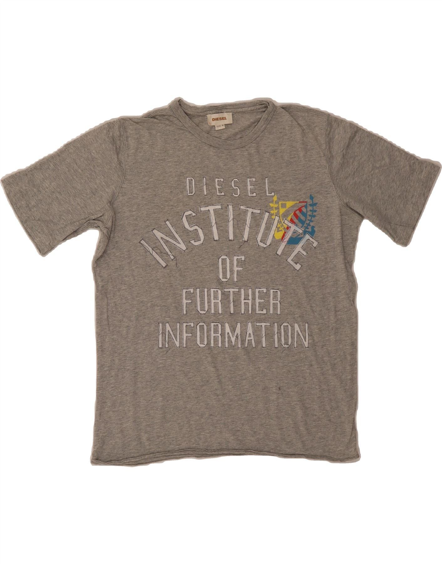 Diesel Womens Graphic T-Shirt Top UK 14 Medium Grey Cotton Size M / US 6-8 / IT 42-44 - 1 Thumbnail