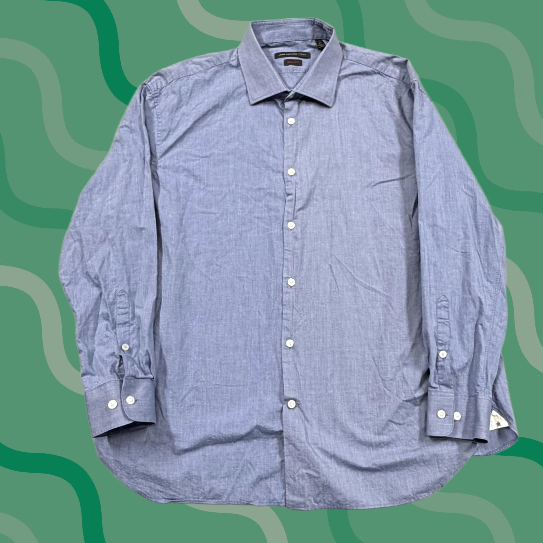 John Varvatos John Varvatos Shirt Mens XL Blue Chambray Long Sleeve Button Up Casual Size US XL / EU 56 / 4 - 1 Thumbnail