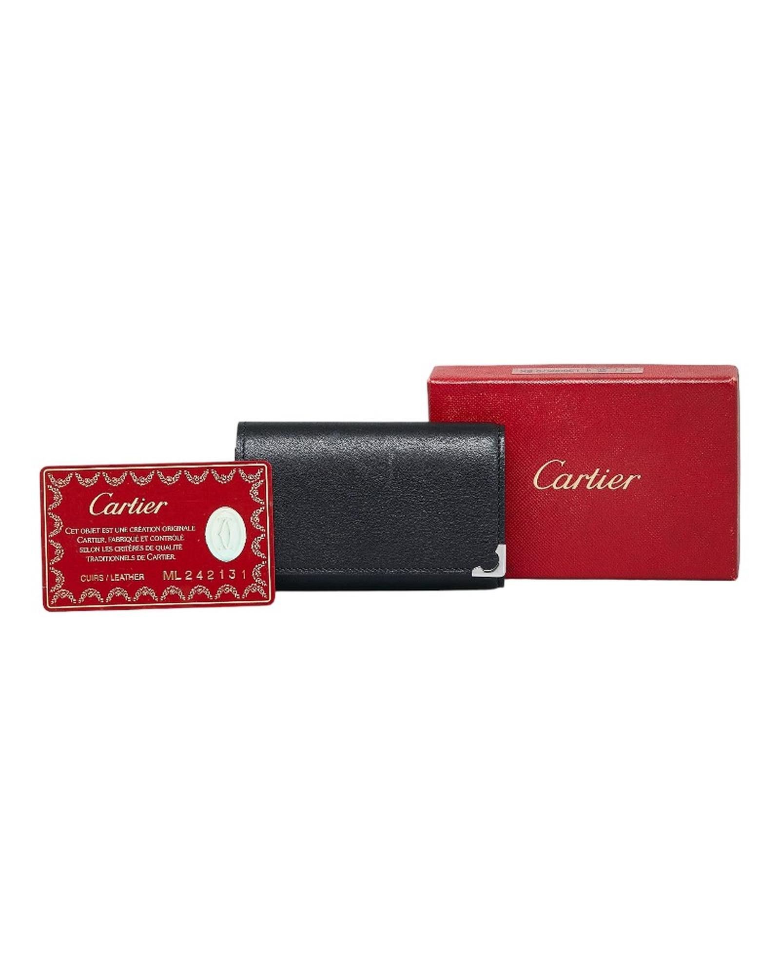 image of Cartier Key Case Wallet In Black Leather, Men's