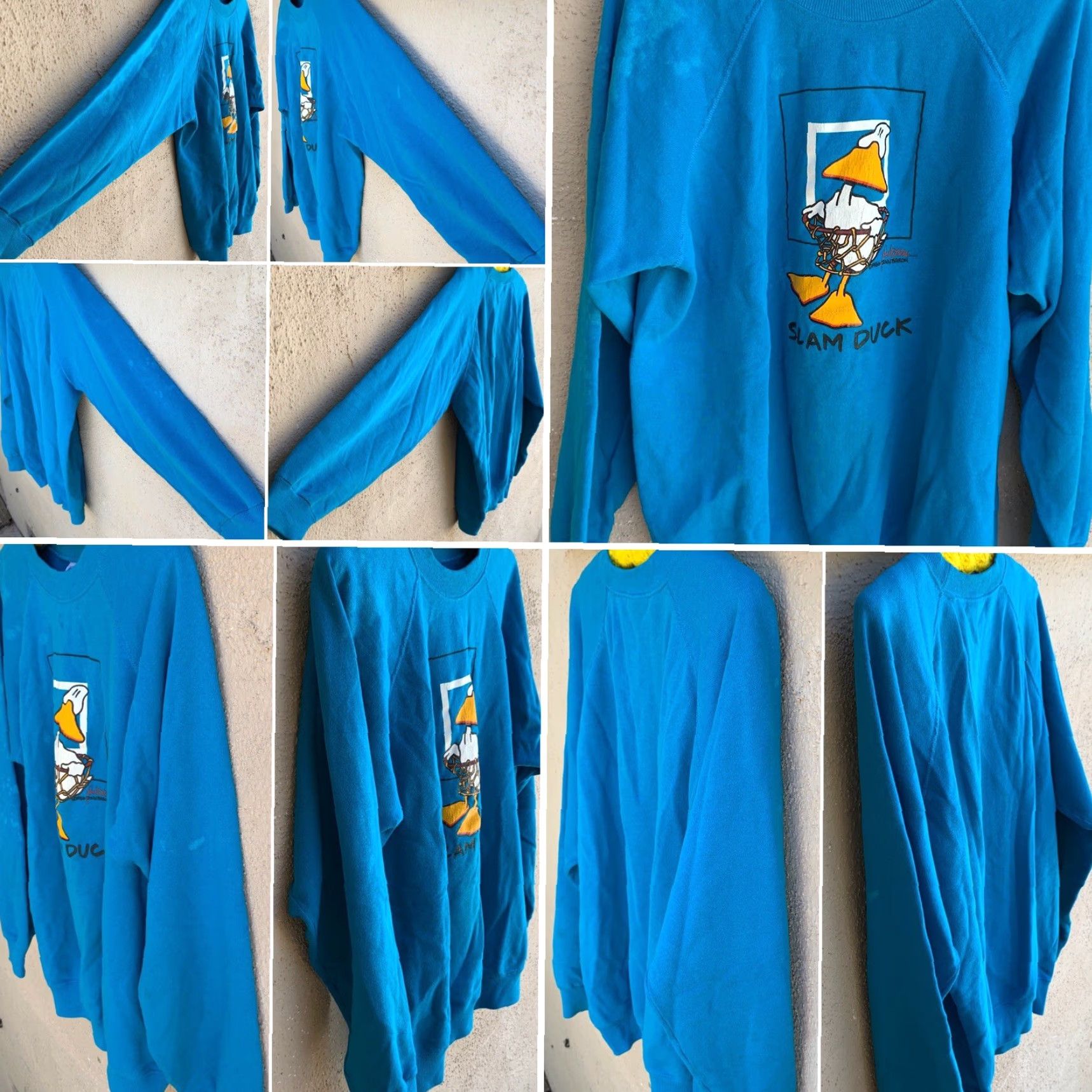 Hanes VINTAGE Hanes Sweatshirt Shirt Men L Blue 80s 1980s Basketball Slam Duck John Baron graphic print Size US L / EU 52-54 / 3 - 5 Thumbnail