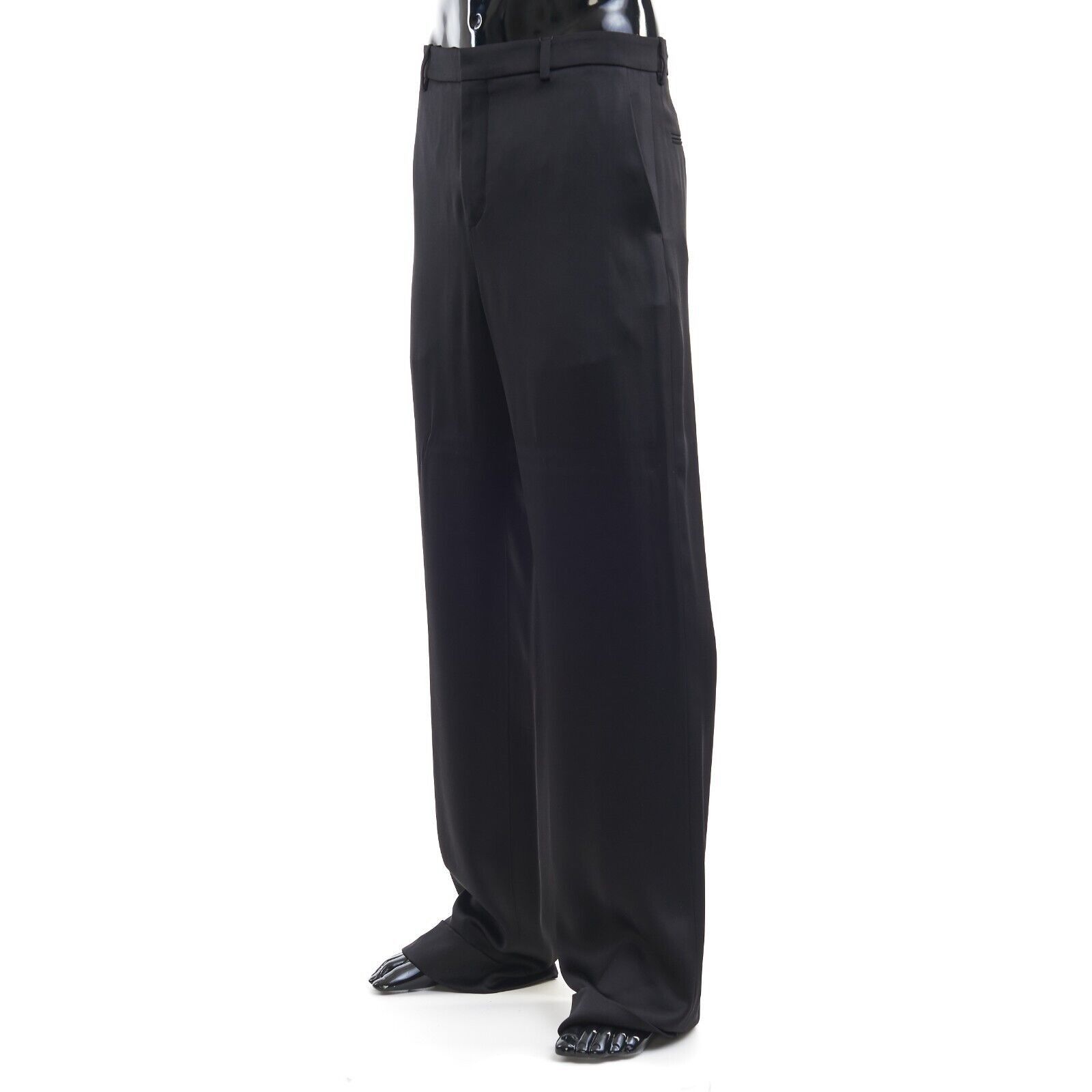 Saint Laurent Paris o1bcso1str0924 Pantalon Satin Satin Lourd in Black Size US 28 / EU 44 - 6 Thumbnail