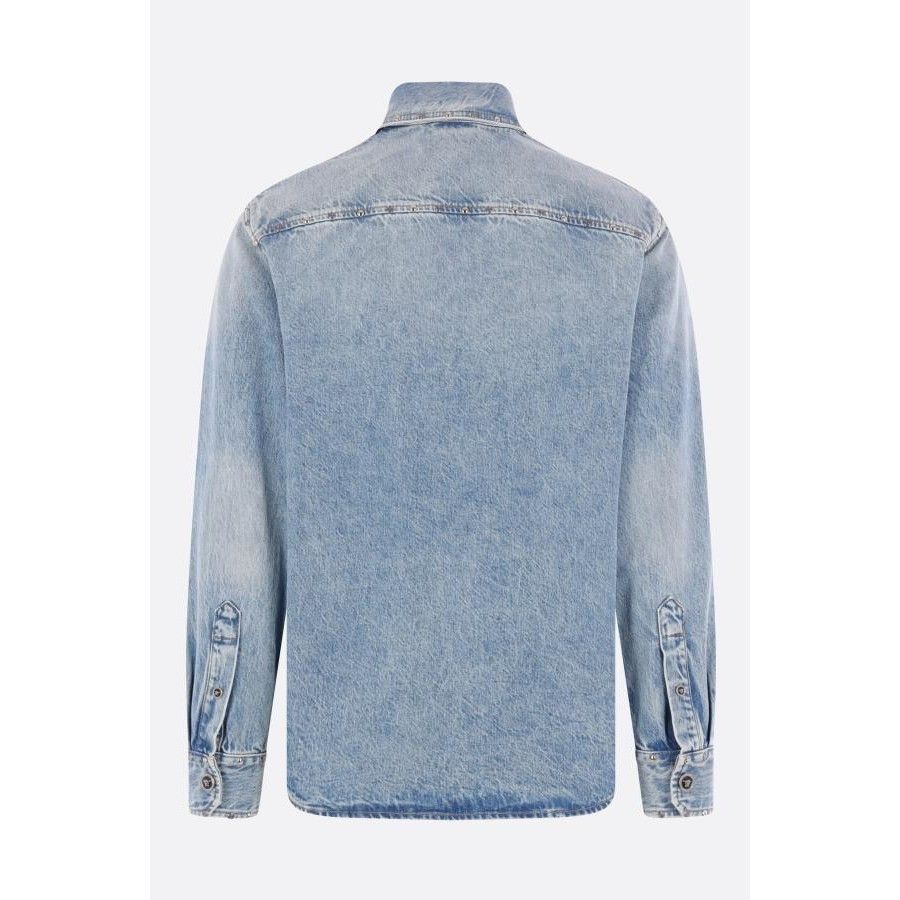 Versace VERSACE Studded Blue Denim Shirt New & Authentic (Men's size Size US M / EU 48-50 / 2 - 2 Thumbnail