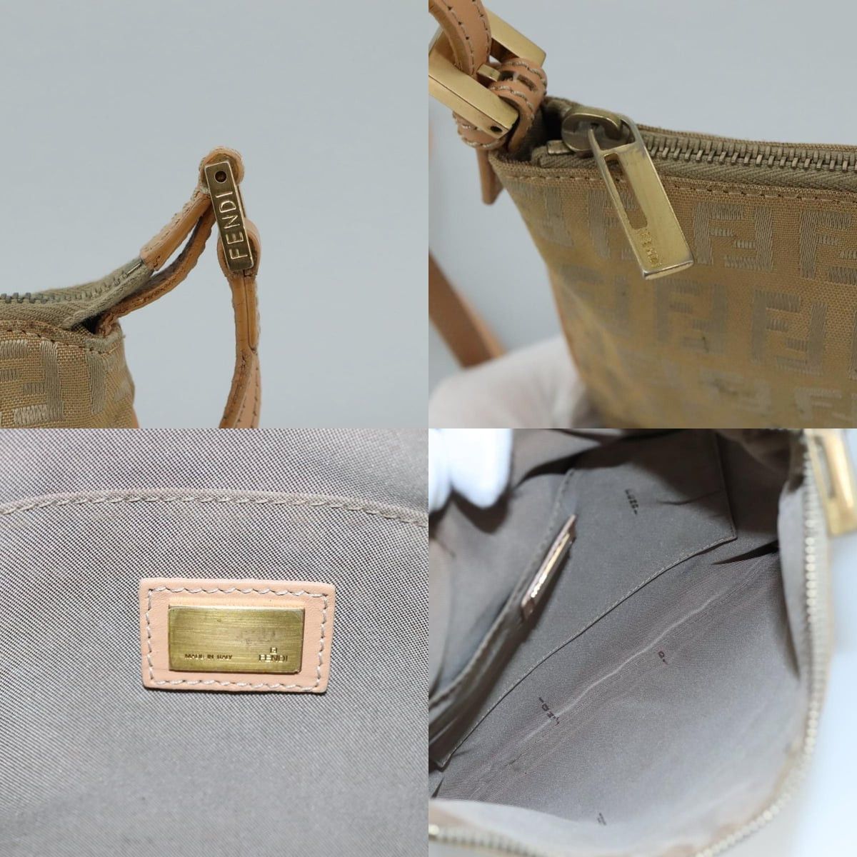 Fendi FENDI Zucchino Canvas Shoulder Bag Beige Gold Size ONE SIZE - 11 Thumbnail