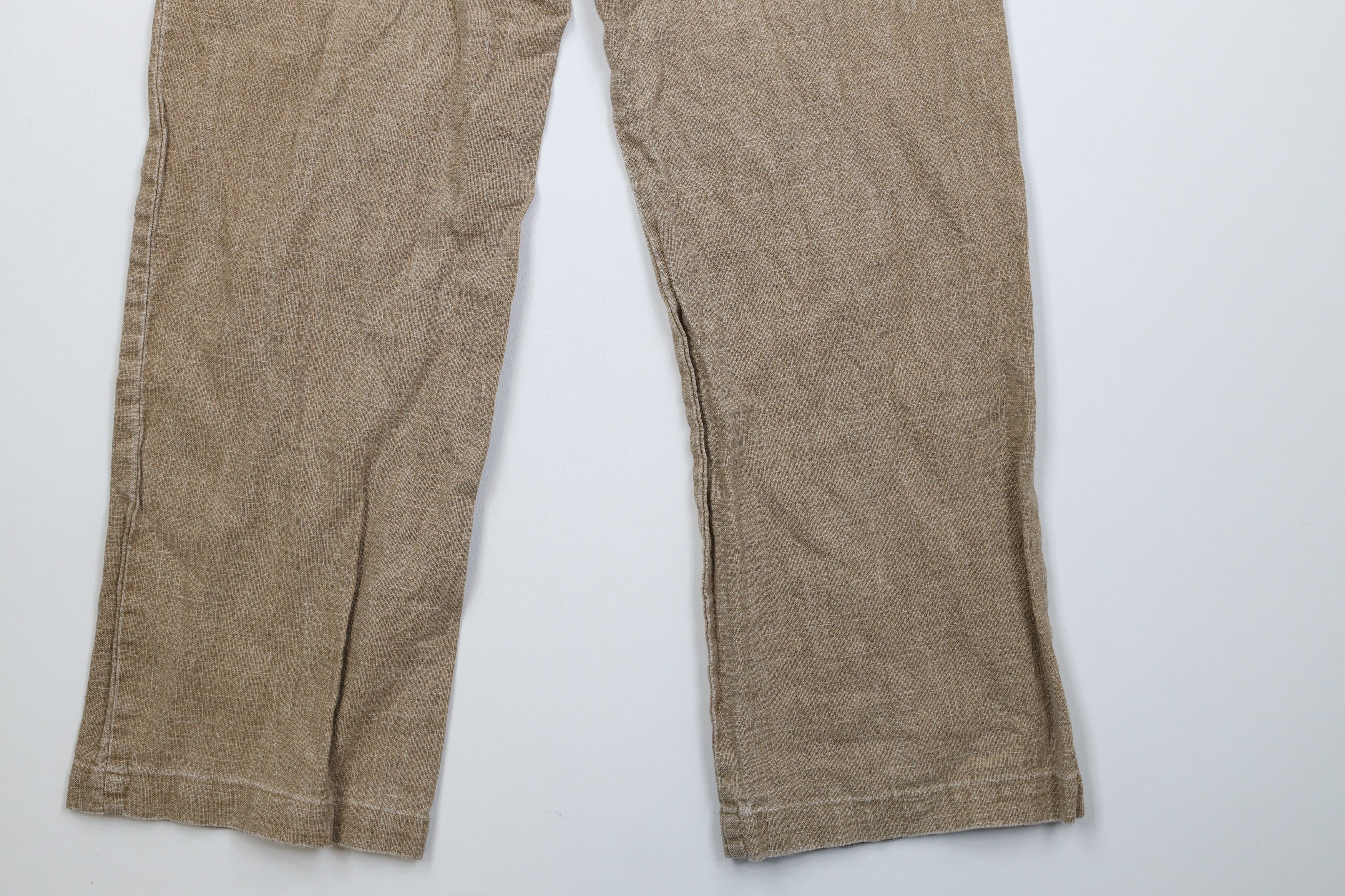 Vintage Vintage 90s Y2K Streetwear Linen Wide Leg Cargo Pants Beige Size US 31 - 13 Thumbnail