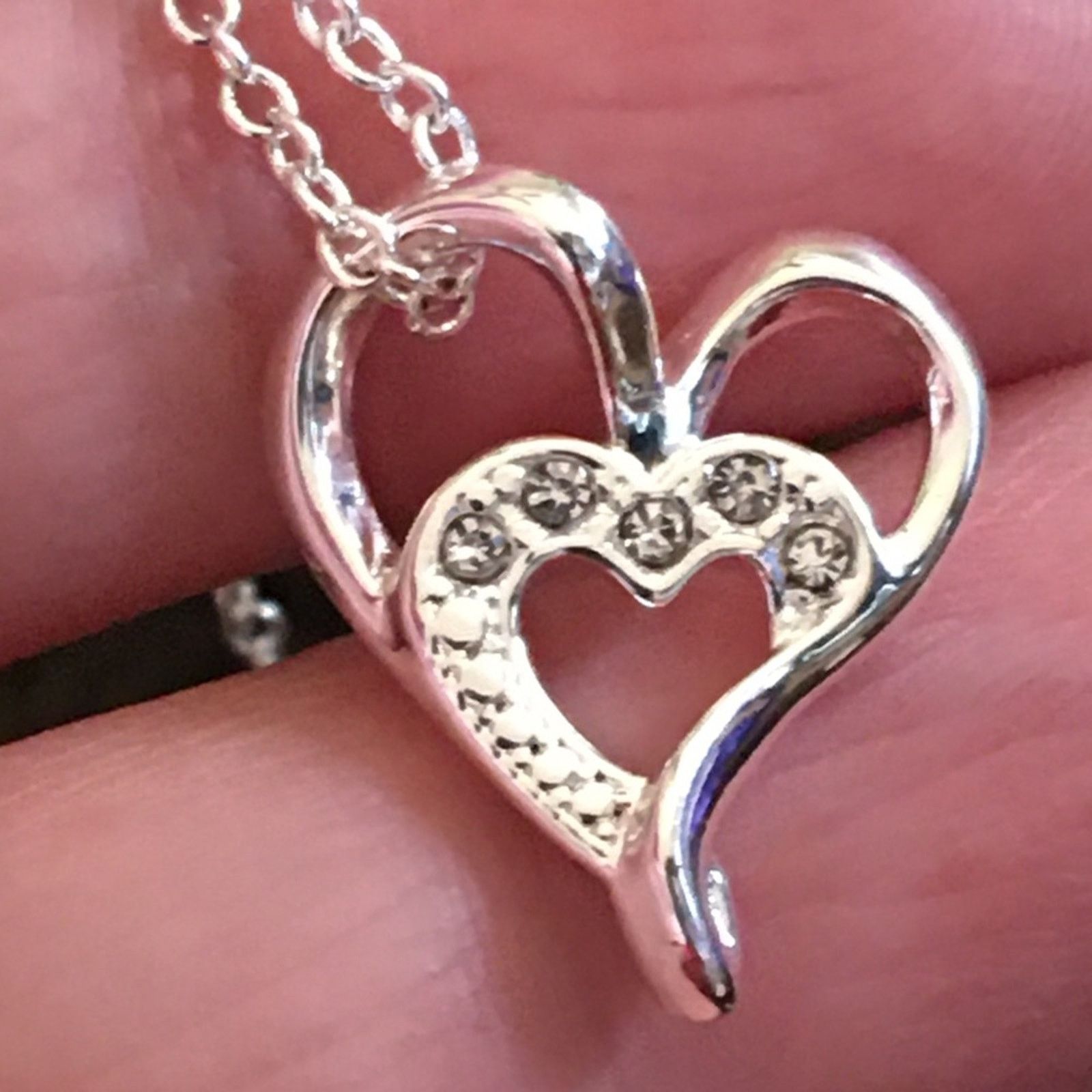 Jewelry Ladies valentine silver plated heart pendant on chain NIB Size ONE SIZE - 5 Thumbnail