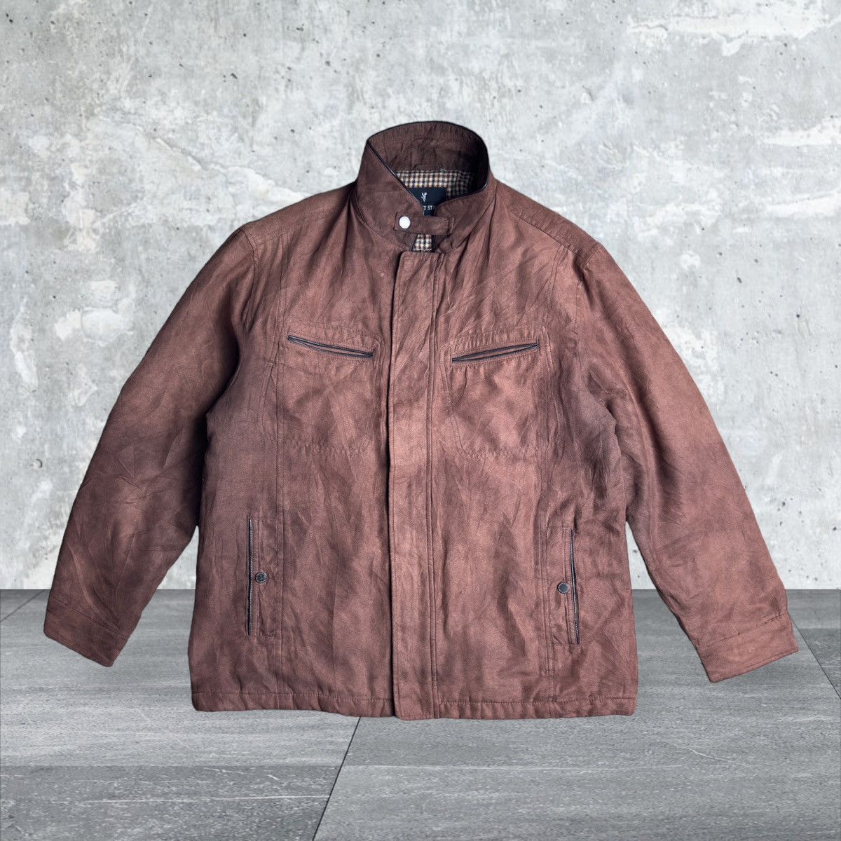 image of Racing Vintage Velvet Current Stage Zipper Jacket in Brown, Men's (Size XL)
