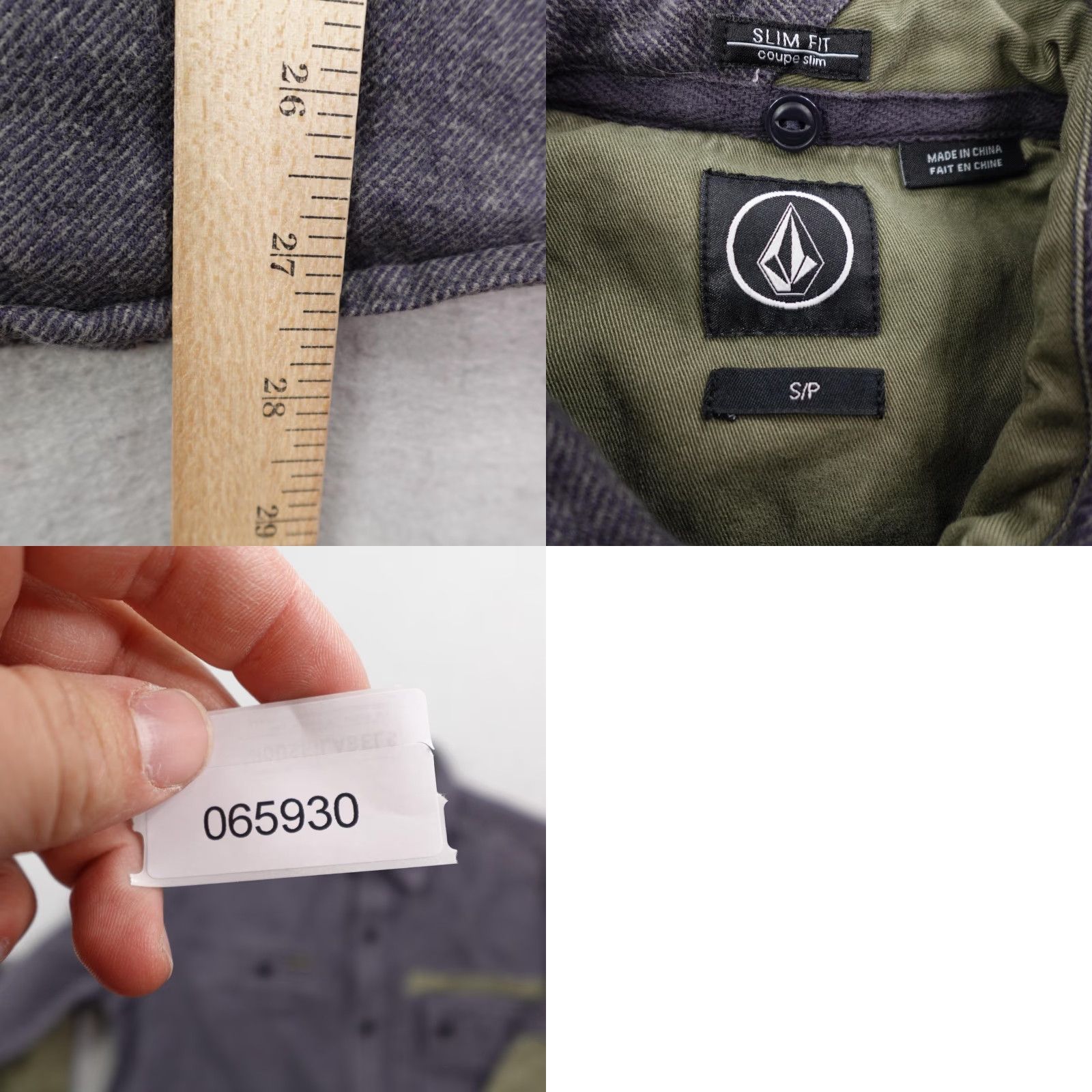 Volcom VINTAGE Volcom Jacket Mens Small Gray Delroy Flannel Shacket Elbow Patches Field Snap Up Slim Mid-Length Outdoors Mens Size US S / EU 44-46 / 1 - 8 Thumbnail