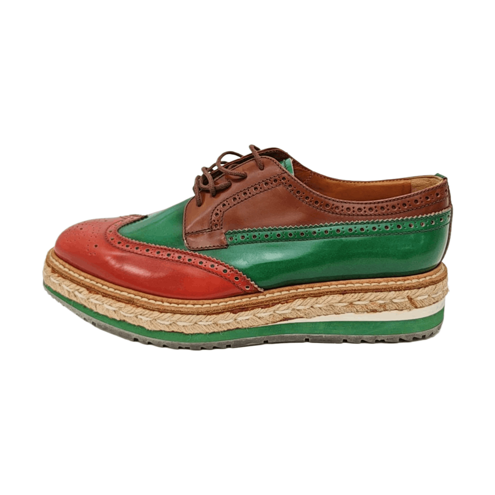 Prada Prada Tri-Color Leather Wingtip Brogues EU 39 Size US 6 / EU 39 - 1 Thumbnail