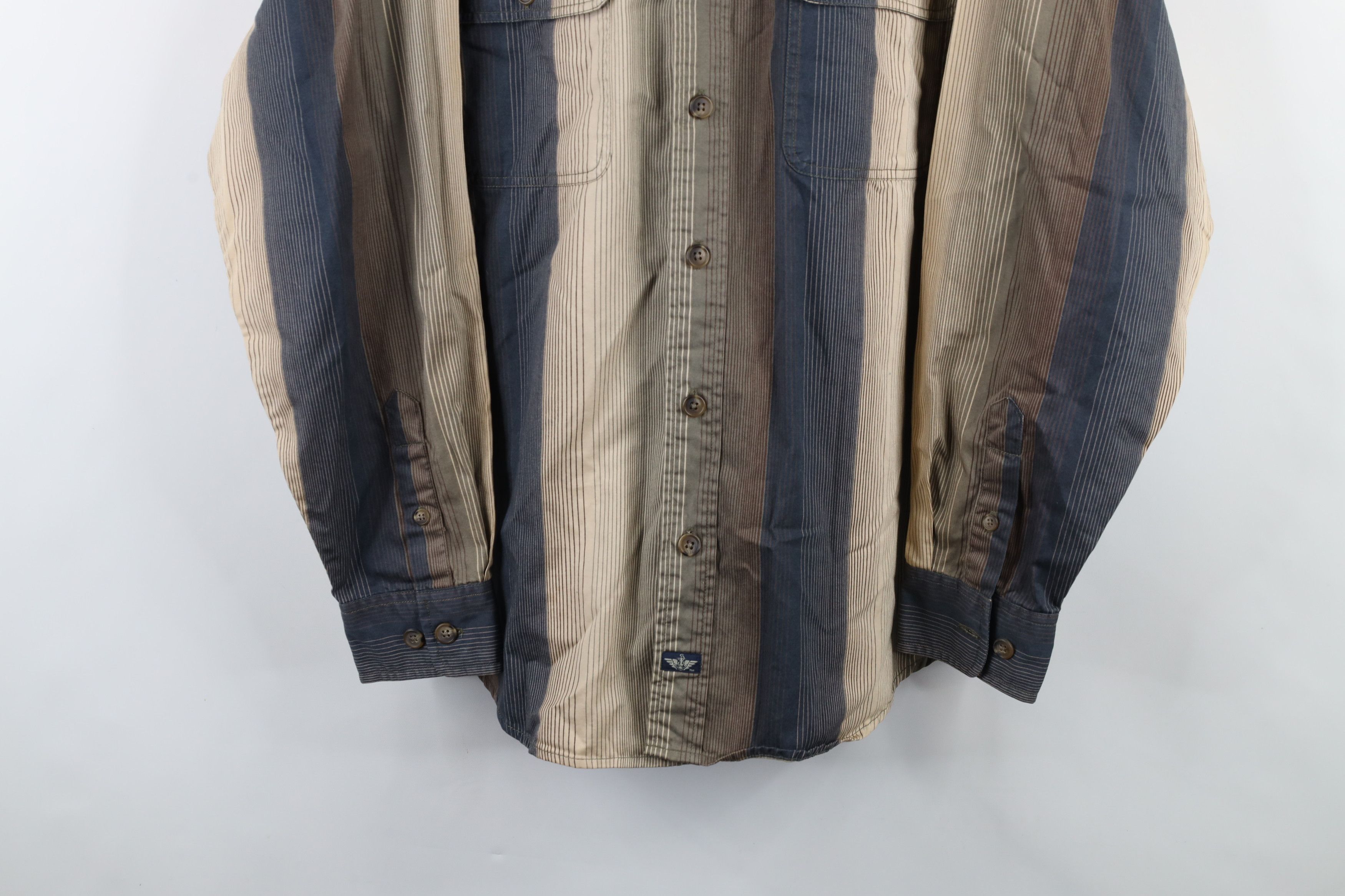 Vintage Vintage 90s Streetwear Striped Button Down Shirt Earth Tone Size US L / EU 52-54 / 3 - 3 Thumbnail