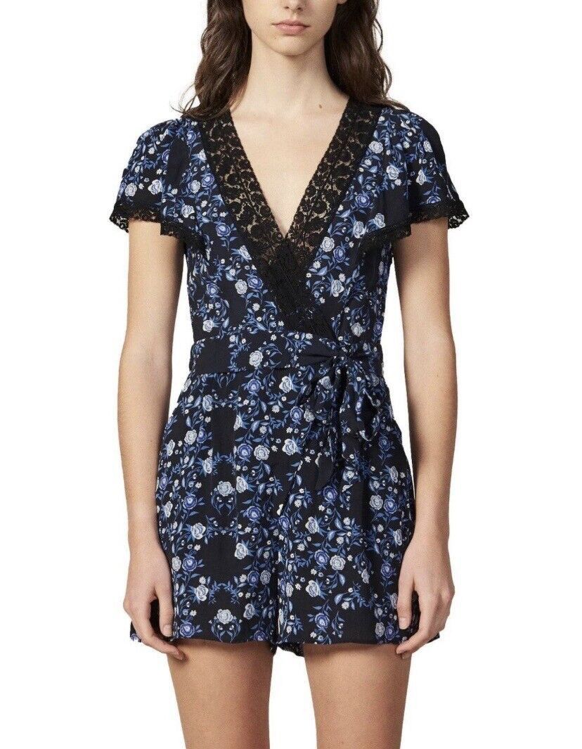 Sandro Sandro Womens Floral Blue Playsuit Size 36 Size XS / US 0-2 / IT 36-38 - 1 Thumbnail