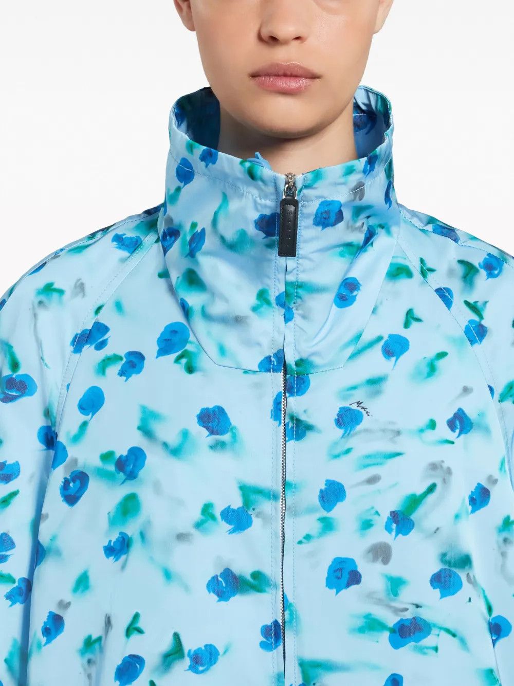Marni o1w1db10125 Floral Print Ruched Midi Coat in Light Blue Size XL / US 12-14 / IT 48-50 - 5 Thumbnail