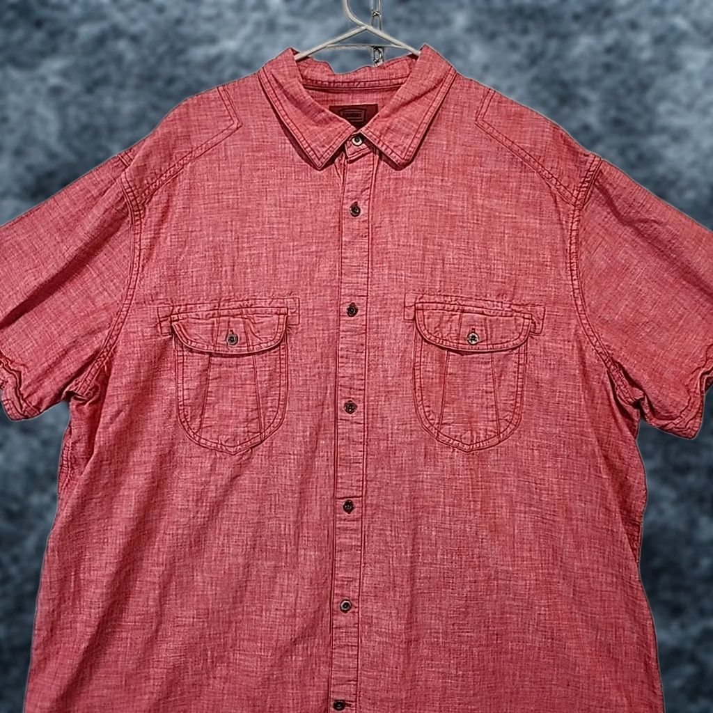 Vintage Foundry Men's 2XL Red Short Sleeve Button-Up Work Shirt Grunge Pocket Casual Shirt Size US XXL / EU 58 / 5 - 1 Thumbnail