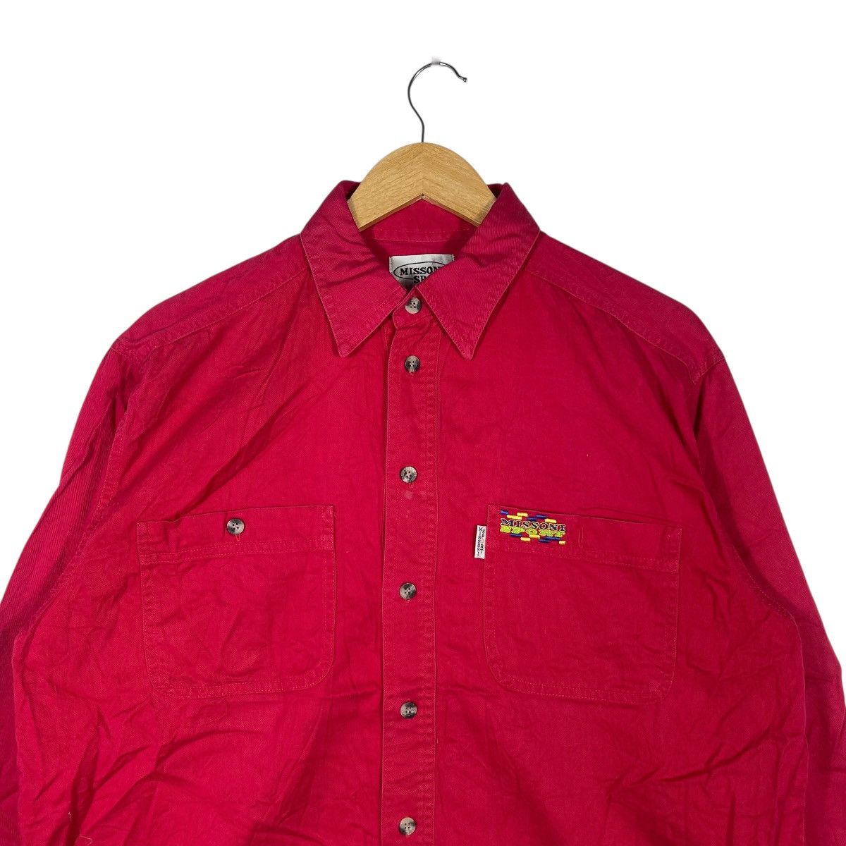Missoni Missoni Sport Vintage Button-Up Shirt Red Cotton Twill Size US M / EU 48-50 / 2 - 2 Thumbnail