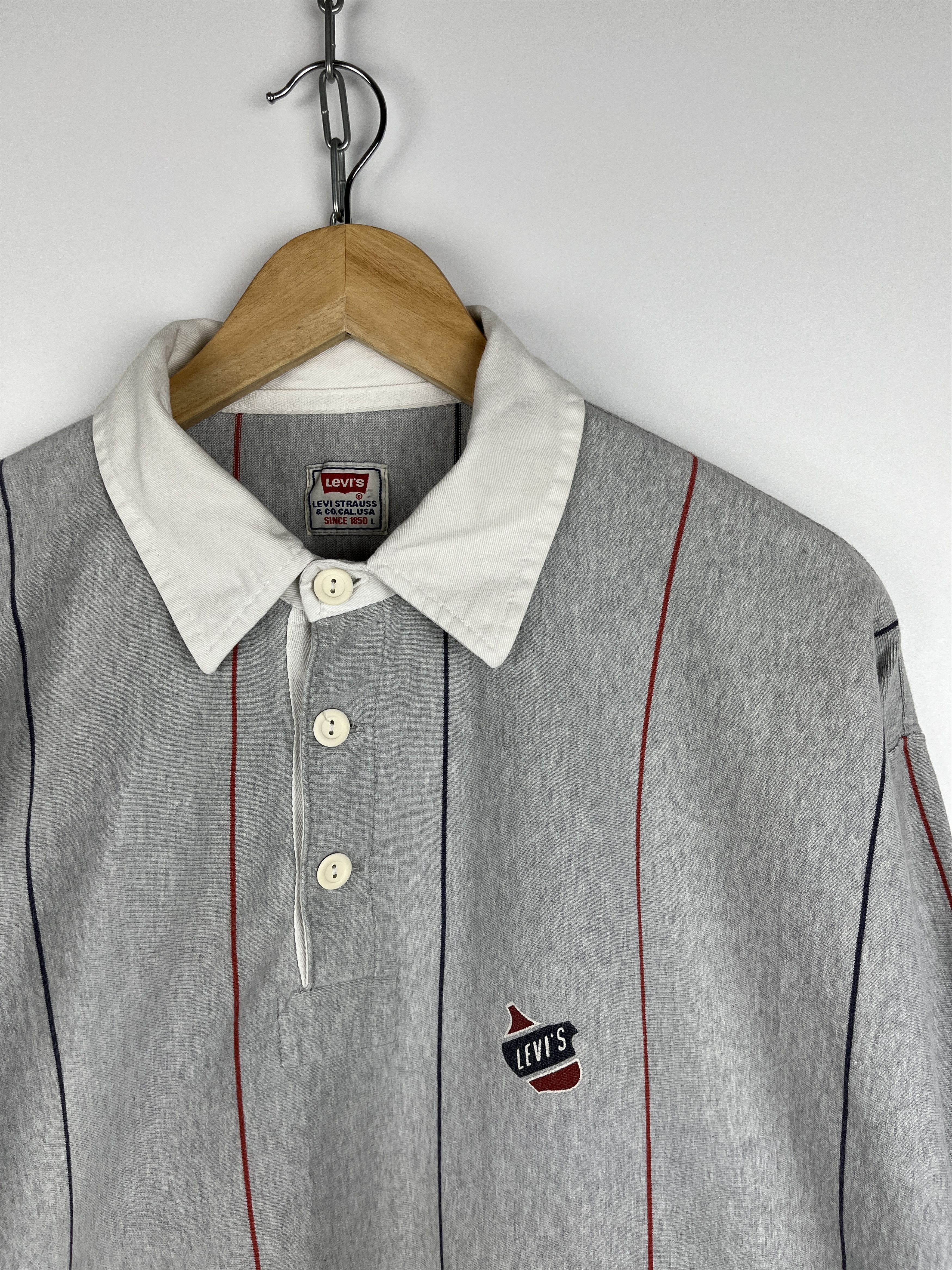 Levi's × Vintage 90's Levi's Vintage Rugby Polo Shirt Striped Long Sleeve Size US L / EU 52-54 / 3 - 4 Thumbnail