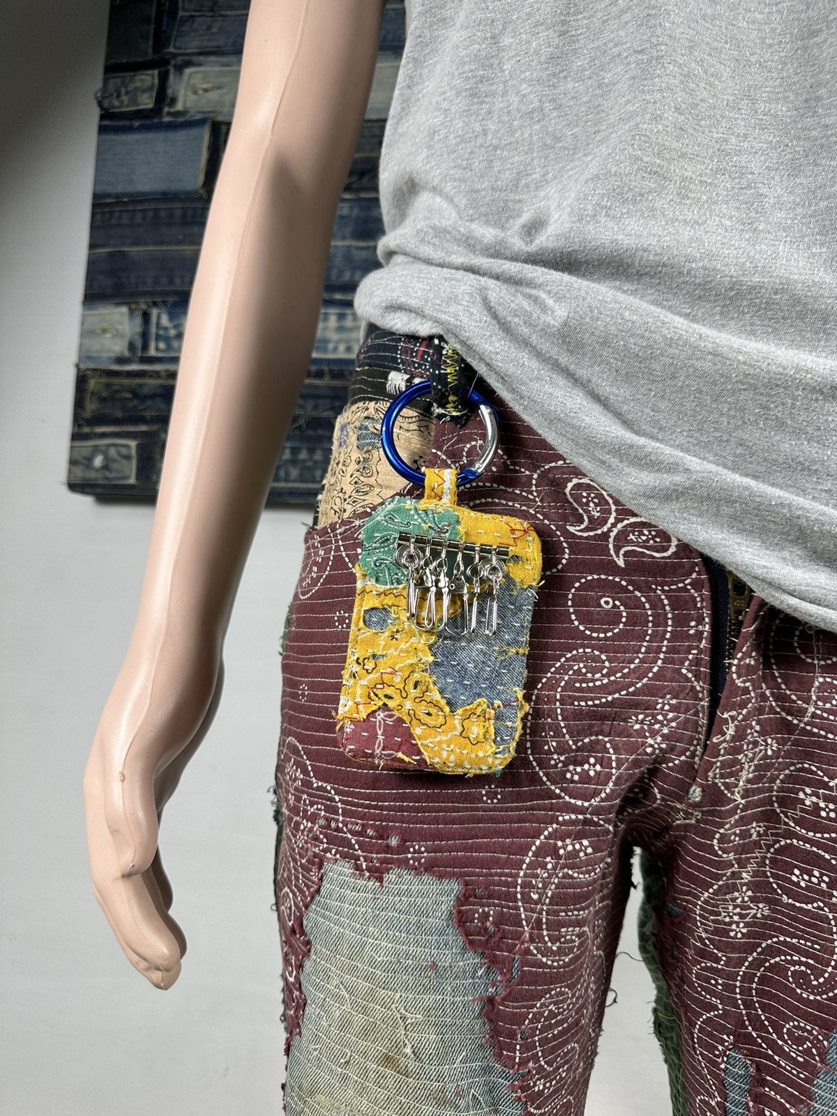 Other Custom Made Distressed Paisley Patchwork Keychain Wallet Size ONE SIZE - 1 Thumbnail
