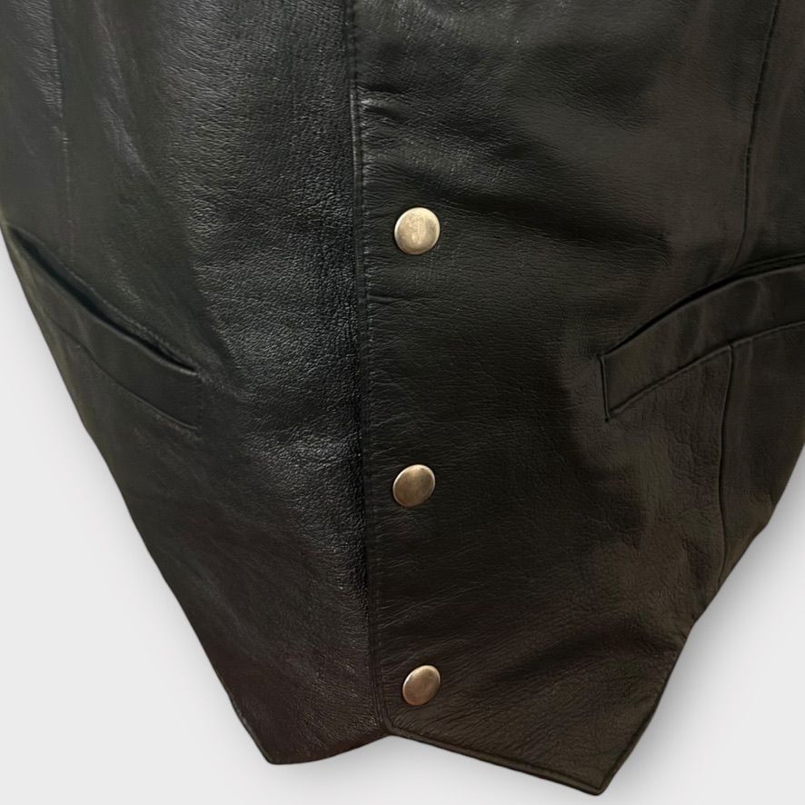 Other Vintage Black Leather Moto Vest Men's Large Snap Motorcycle Size US L / EU 52-54 / 3 - 5 Thumbnail