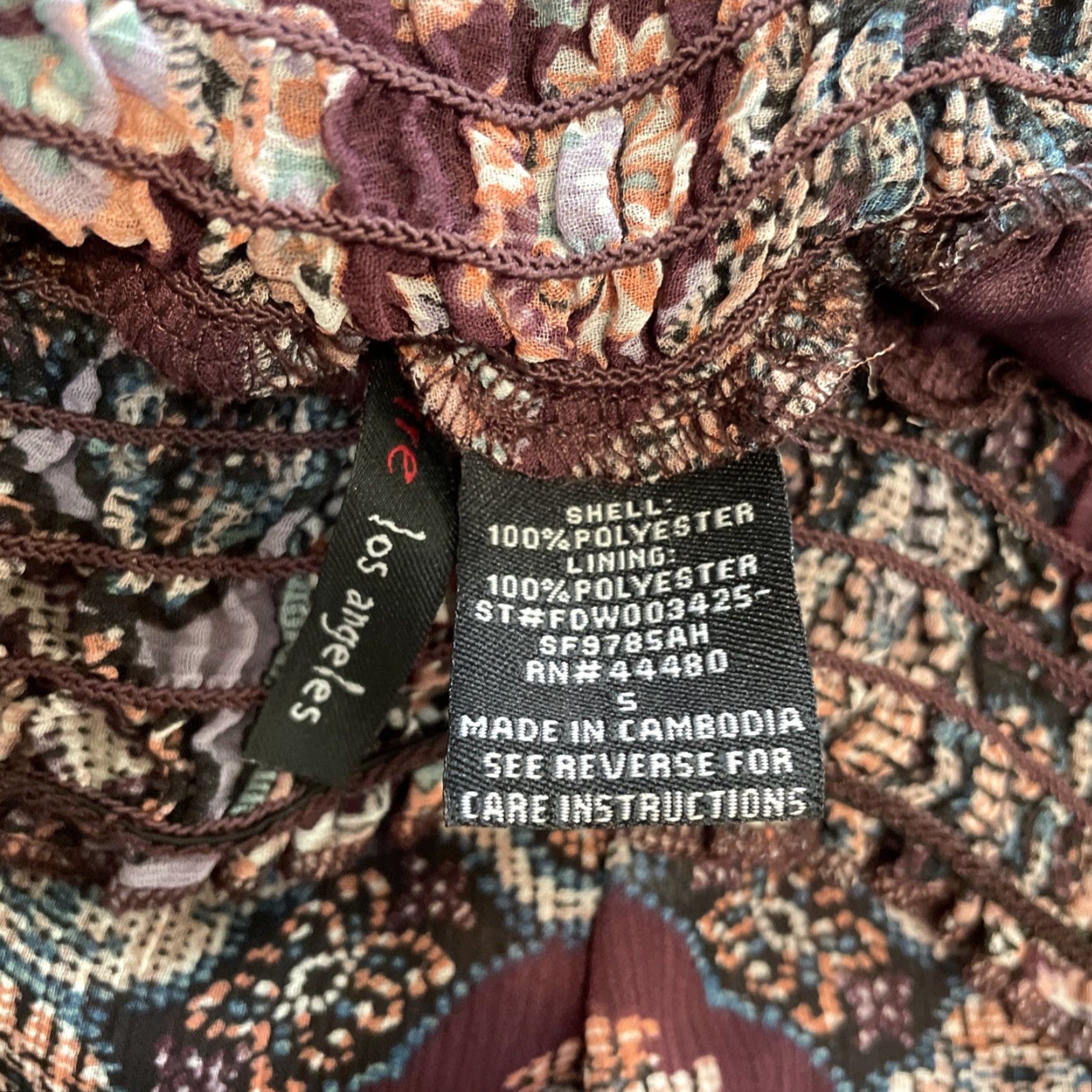 Vintage VINTAGE Fire Los Angeles Womens Dress Small Long Purple Paisley Peasant Boho Ruched Size S / US 4 / IT 40 - 3 Thumbnail