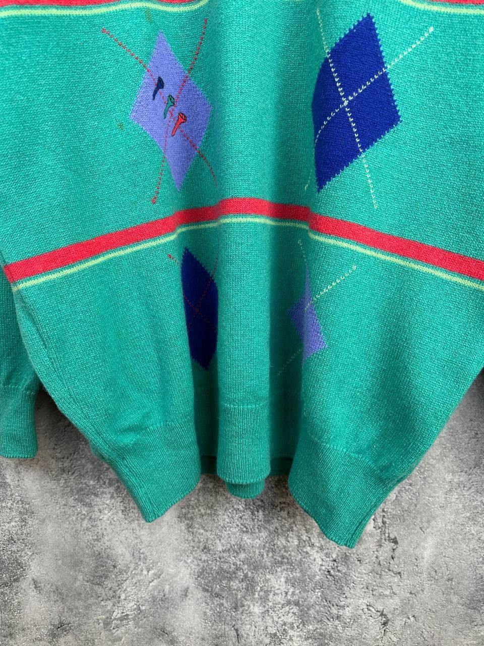 Pringle Of Scotland Pringle of Scotland Argyle Stripe Crew Wool Sweater Mentol Size US L / EU 52-54 / 3 - 7 Thumbnail