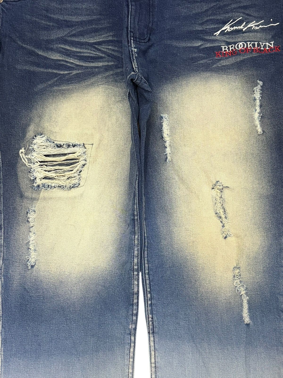 Karl Kani Vintage Karl Kani Bleached Wash Distressed Jeans Size US 33 - 3 Thumbnail