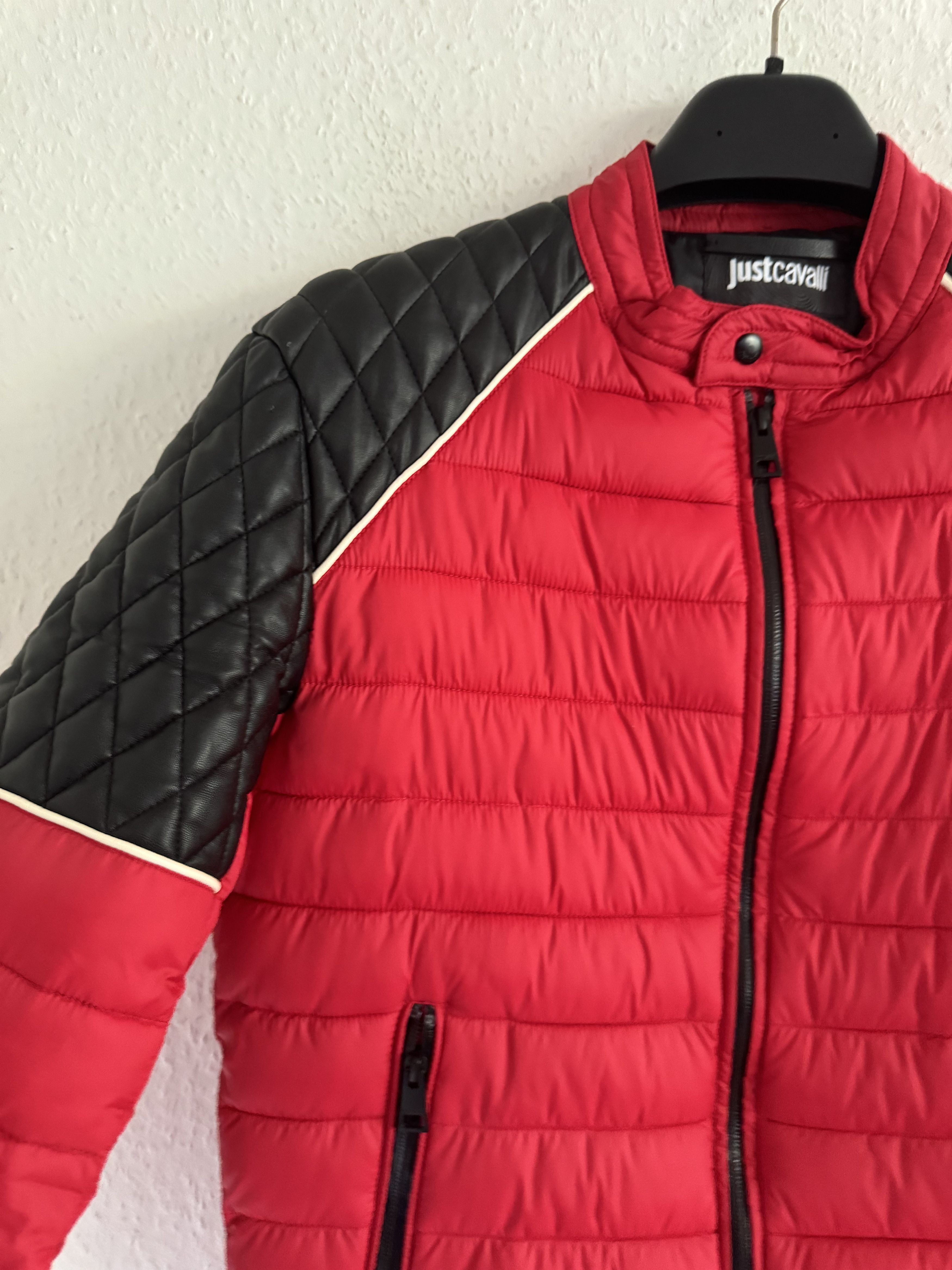 Just Cavalli Quilted Biker Down Jacket With Leather Shoulders Size US M / EU 48-50 / 2 - 4 Thumbnail