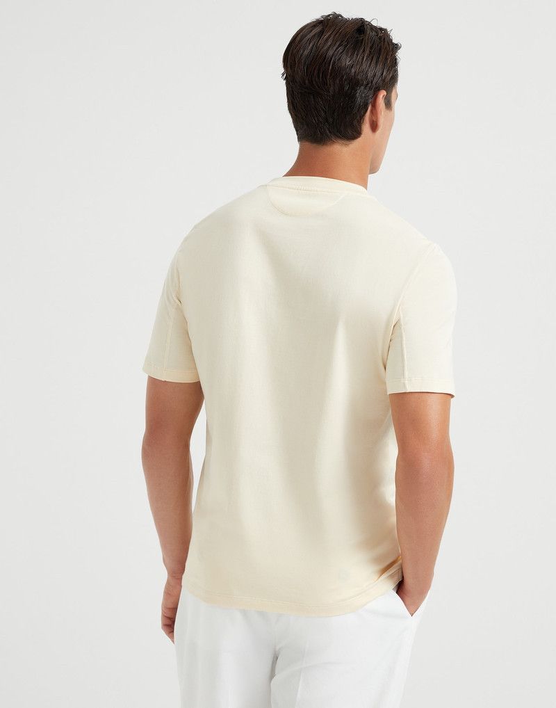 Brunello Cucinelli o1la1rc1a0326 Cotton Jersey Crew Neck T-Shirt in Ivory Size US S / EU 44-46 / 1 - 2 Thumbnail