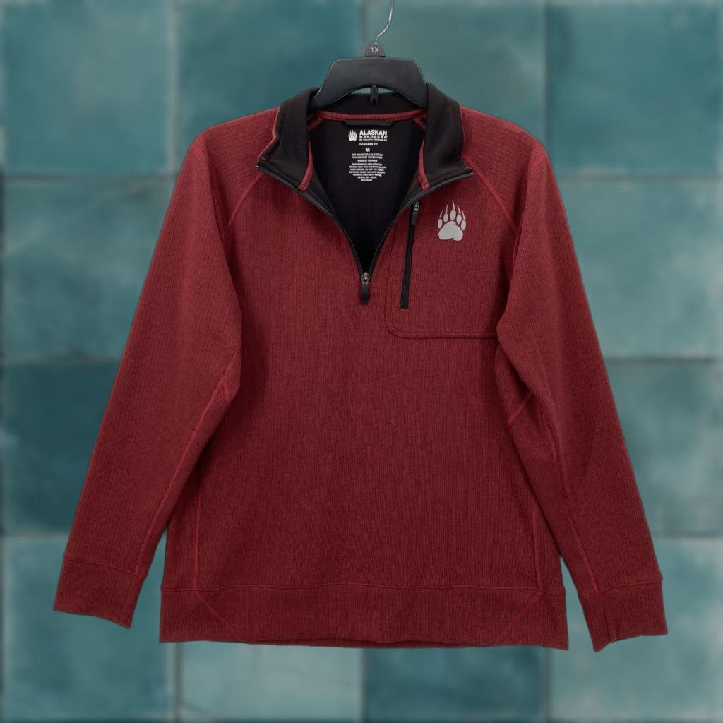 Vintage Duluth Sweater 1/4 Zip Mock Neck Mens Medium Red Outdoors Camp Knit Pullover with Bear Paw Logo Size US M / EU 48-50 / 2 - 1 Thumbnail