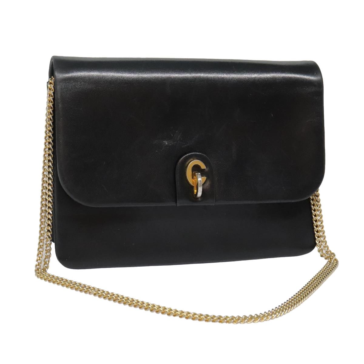 Dior DIOR Chain Shoulder Bag Leather Black Gold Size ONE SIZE - 1 Thumbnail