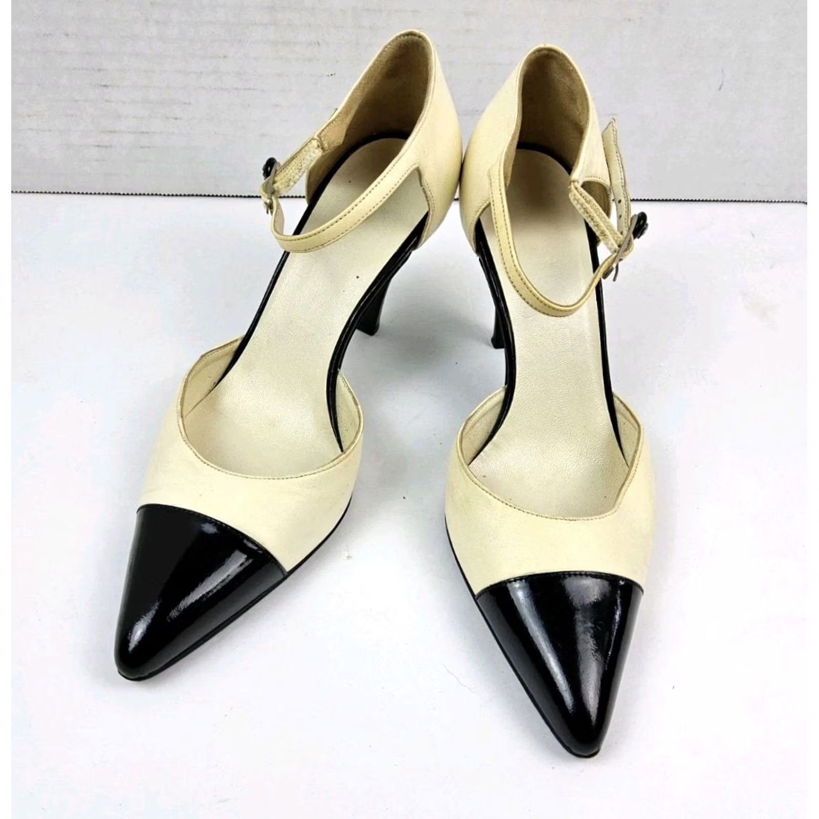 Chanel Chanel Two Tone Cap Toe Ankle Strap Heels Size 36 C, US 6C Multicolor Pump Leather Patent Leather Womens Dessign? Size ONE SIZE - 2 Thumbnail