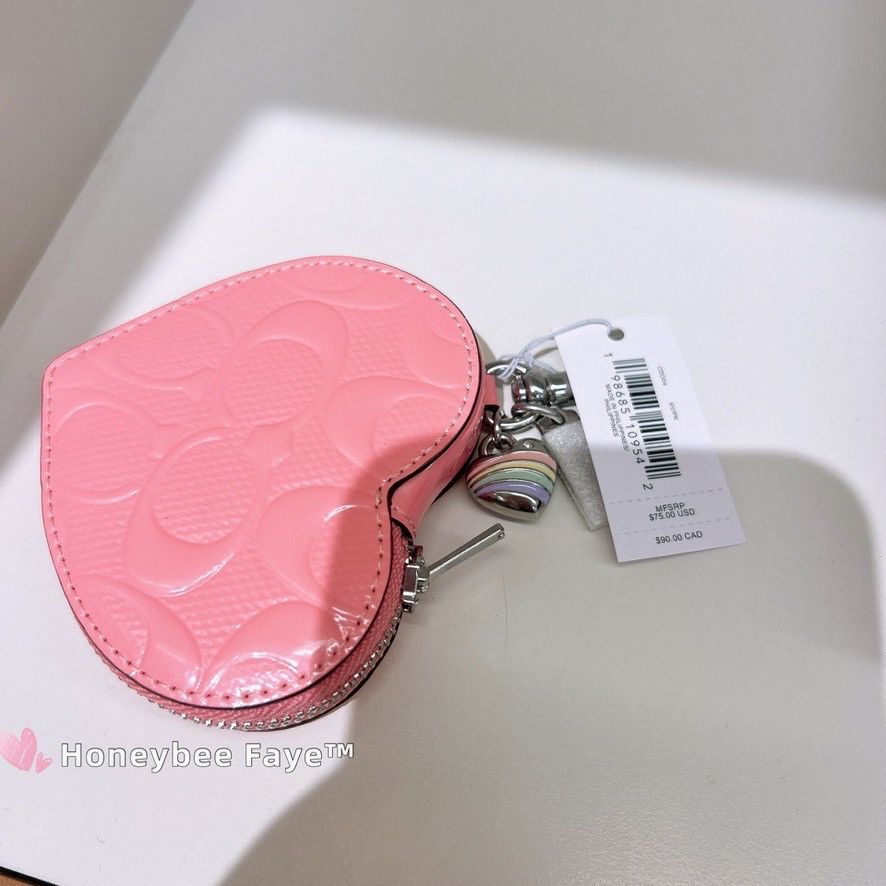 Coach Heart Bag Charm In Signature Leather With Heart Charm CDD04 Size ONE SIZE - 2 Thumbnail